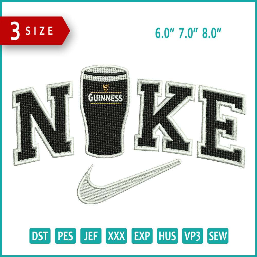 Nike Guinnes Embroidery Design Files - 3 Size's