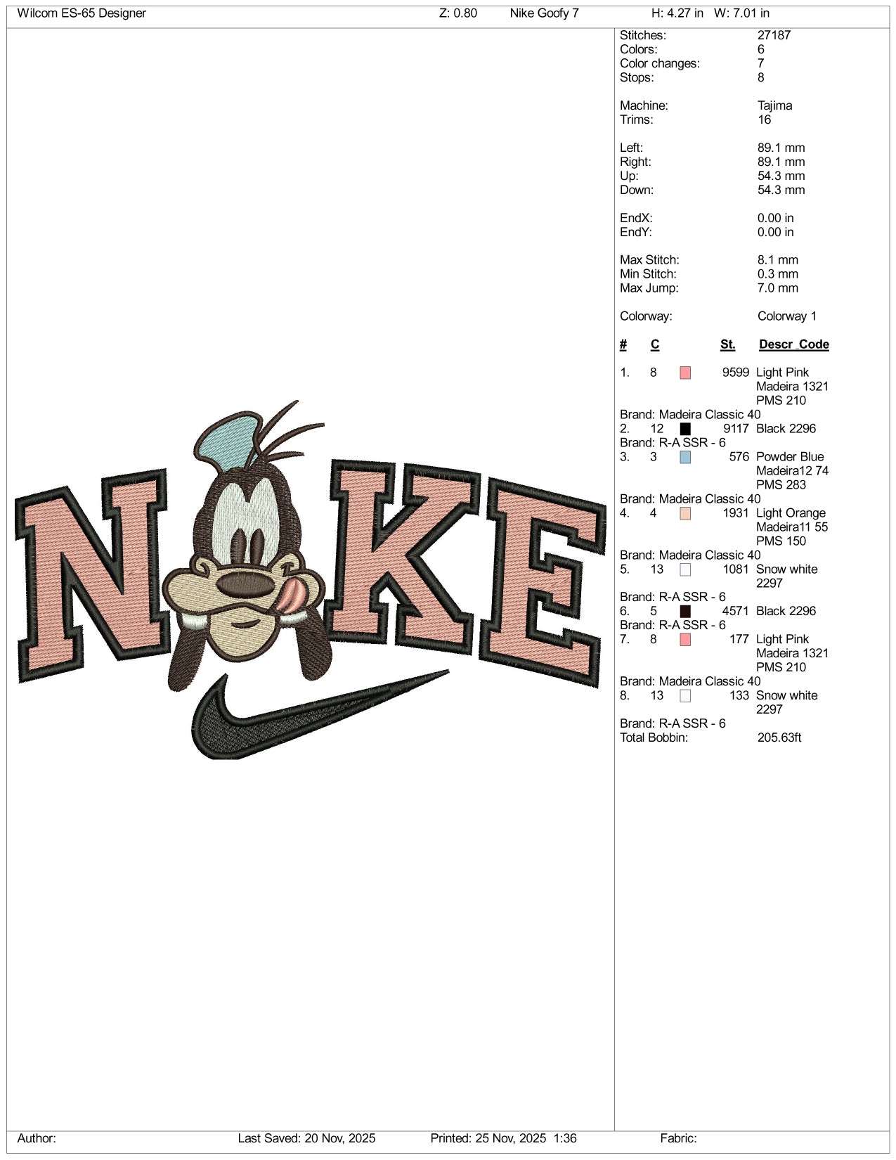 Nike Goofy v6 Embroidery Design Files - 3 Size's