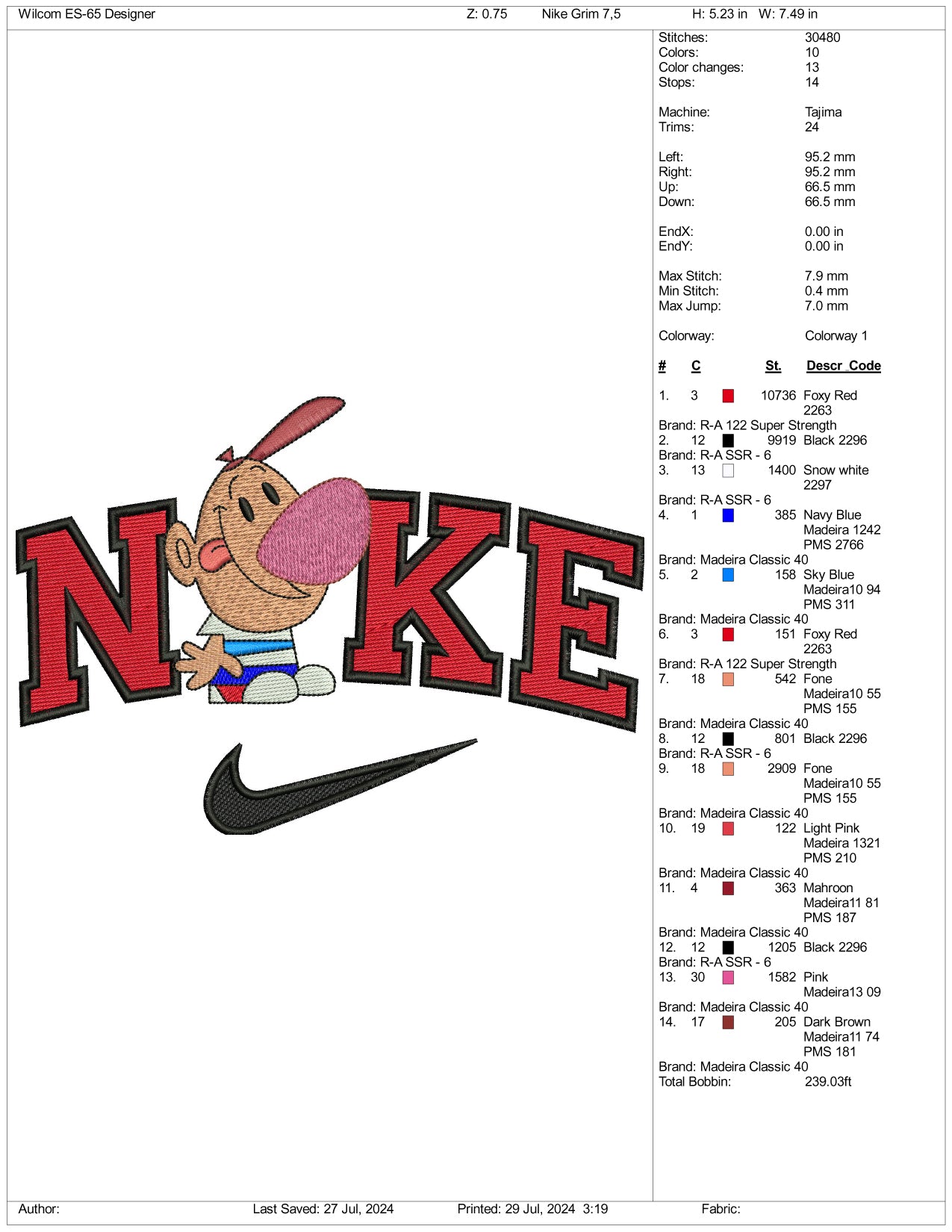 Nike Billy Embroidery Design Files - 3 Size's