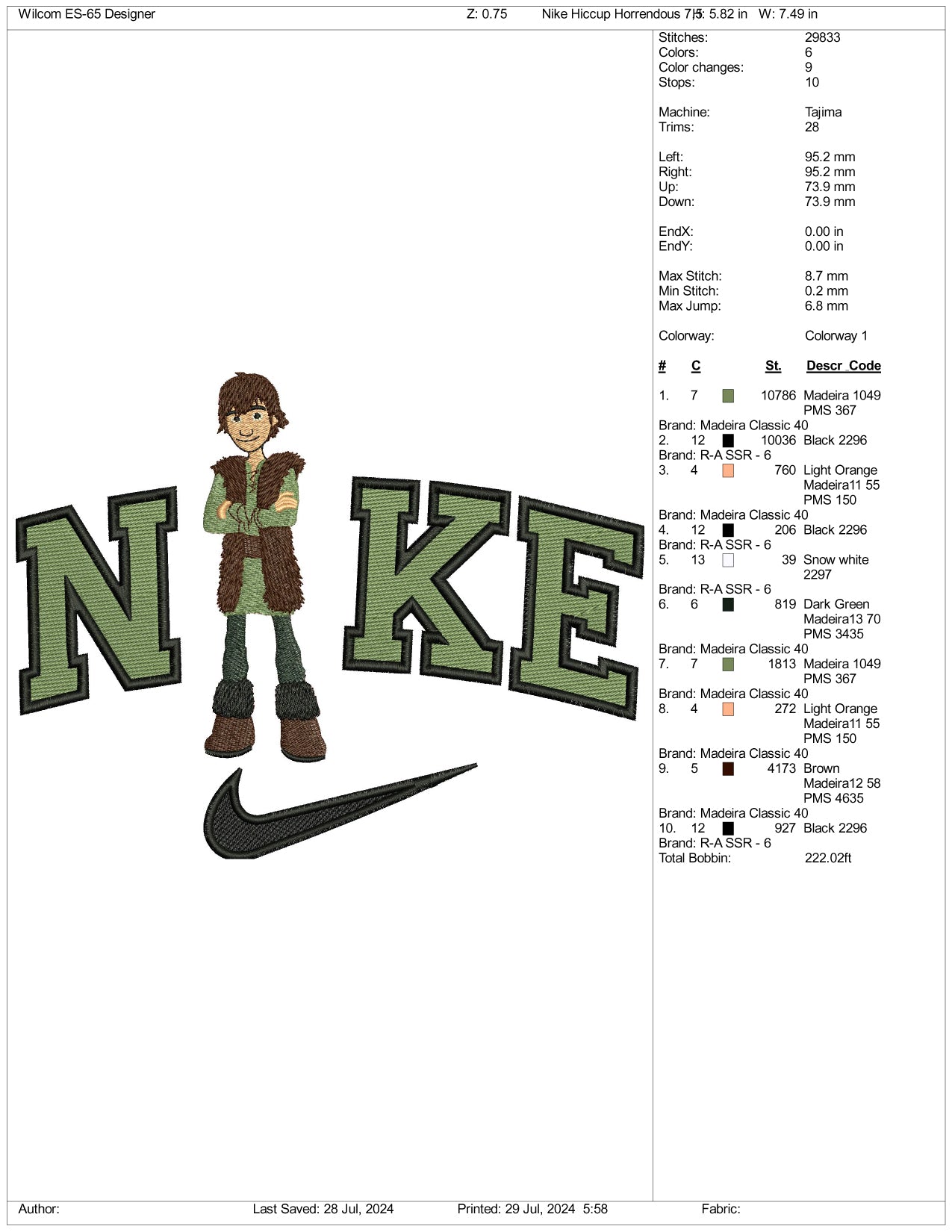 Nike Hiccup Horrendous Embroidery Design Files - 3 Size's