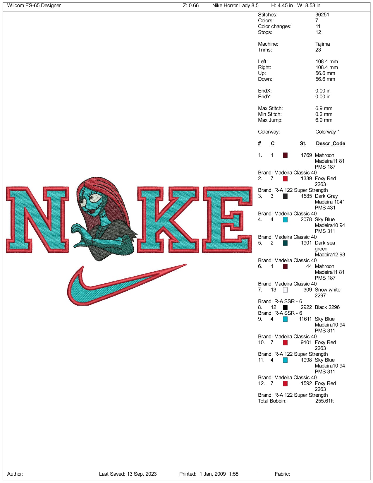 Nike Sally v2 Embroidery Design Files - 3 Size's