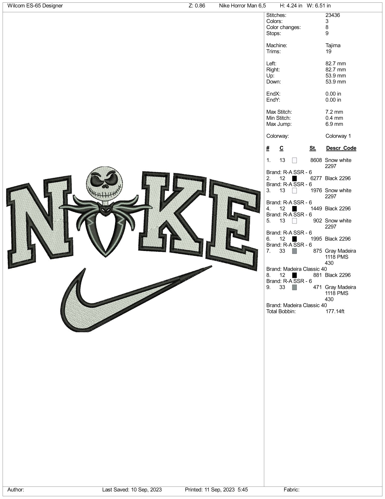 Nike Jack Embroidery Design Files - 3 Size's