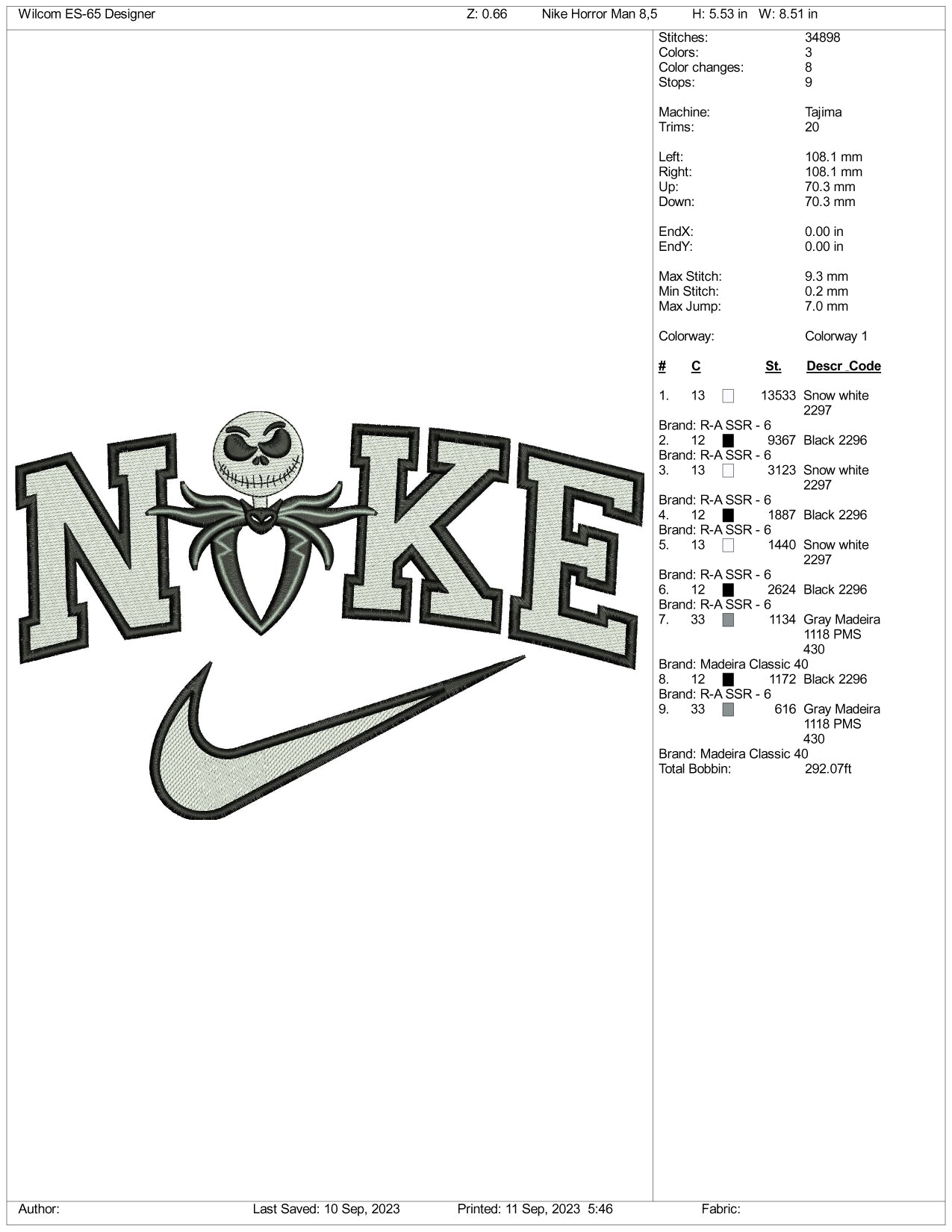 Nike Jack Embroidery Design Files - 3 Size's