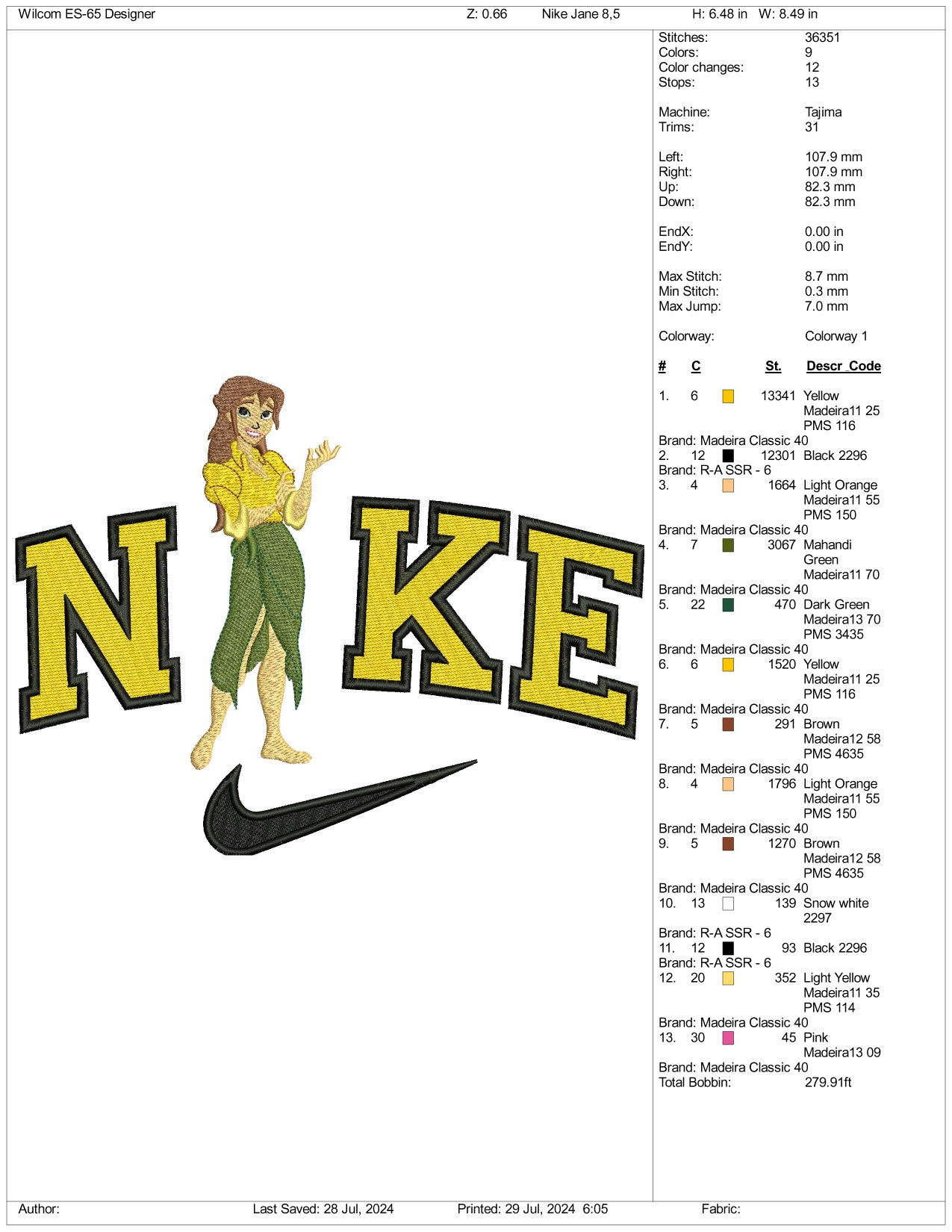 Nike Jane Porter v1 Embroidery Design Files - 3 Size's