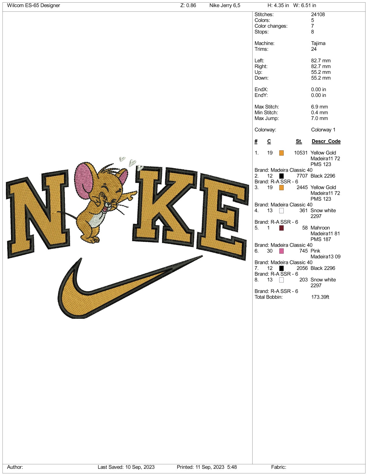 Nike Jerry Embroidery Design Files - 3 Size's