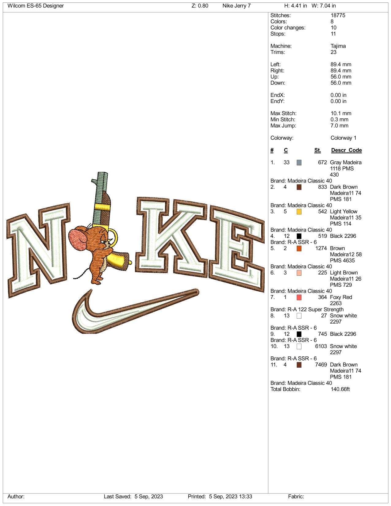 Nike Jerry Embroidery Design Files - 3 Size's