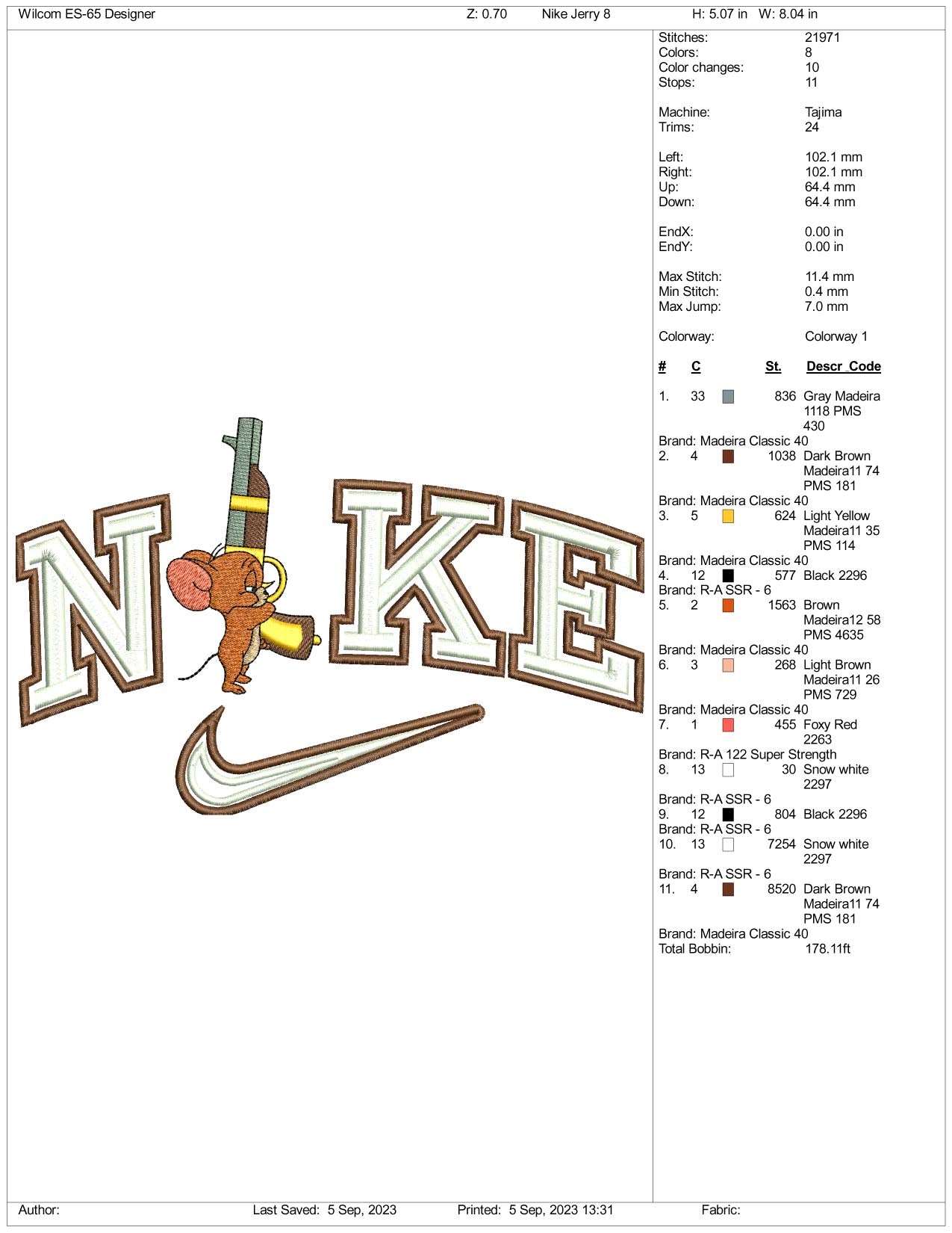 Nike Jerry Embroidery Design Files - 3 Size's