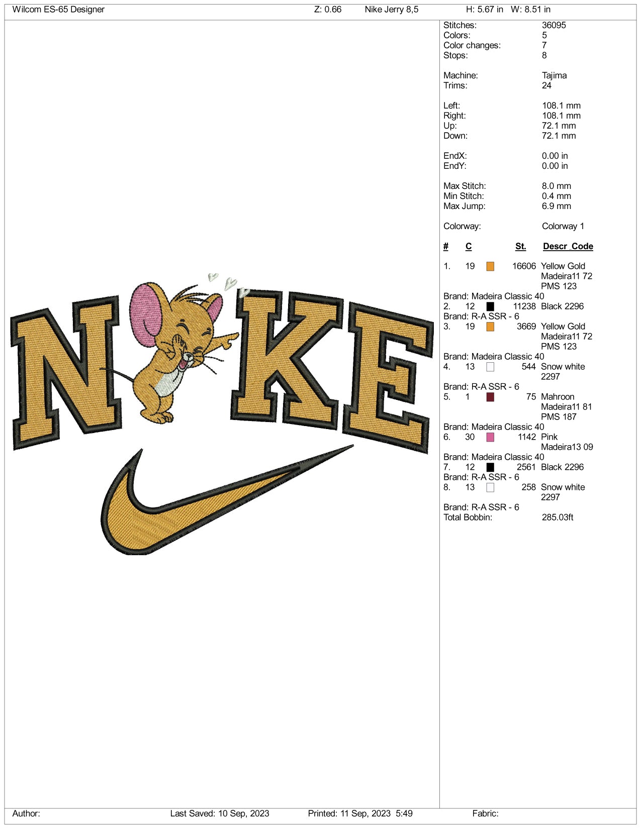 Nike Jerry Embroidery Design Files - 3 Size's