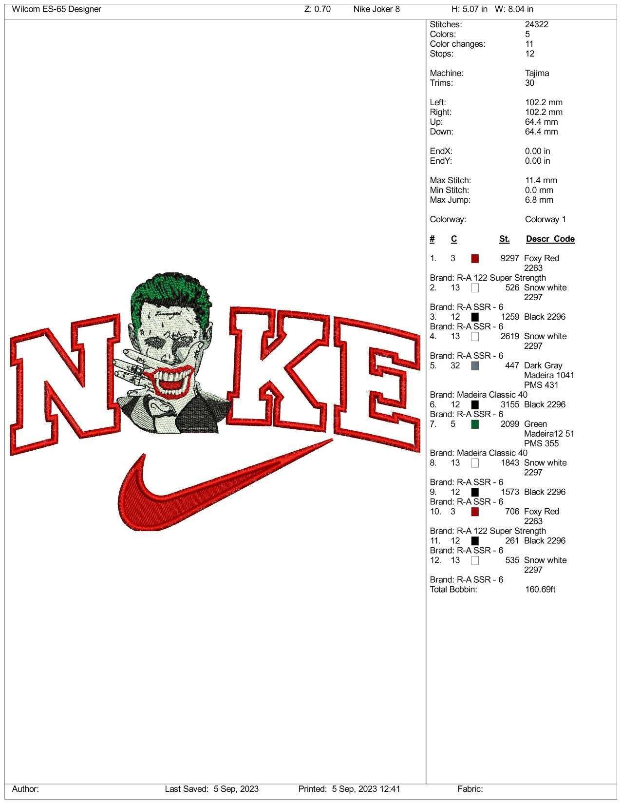 Nike Joker Embroidery Design Files - 3 Size's