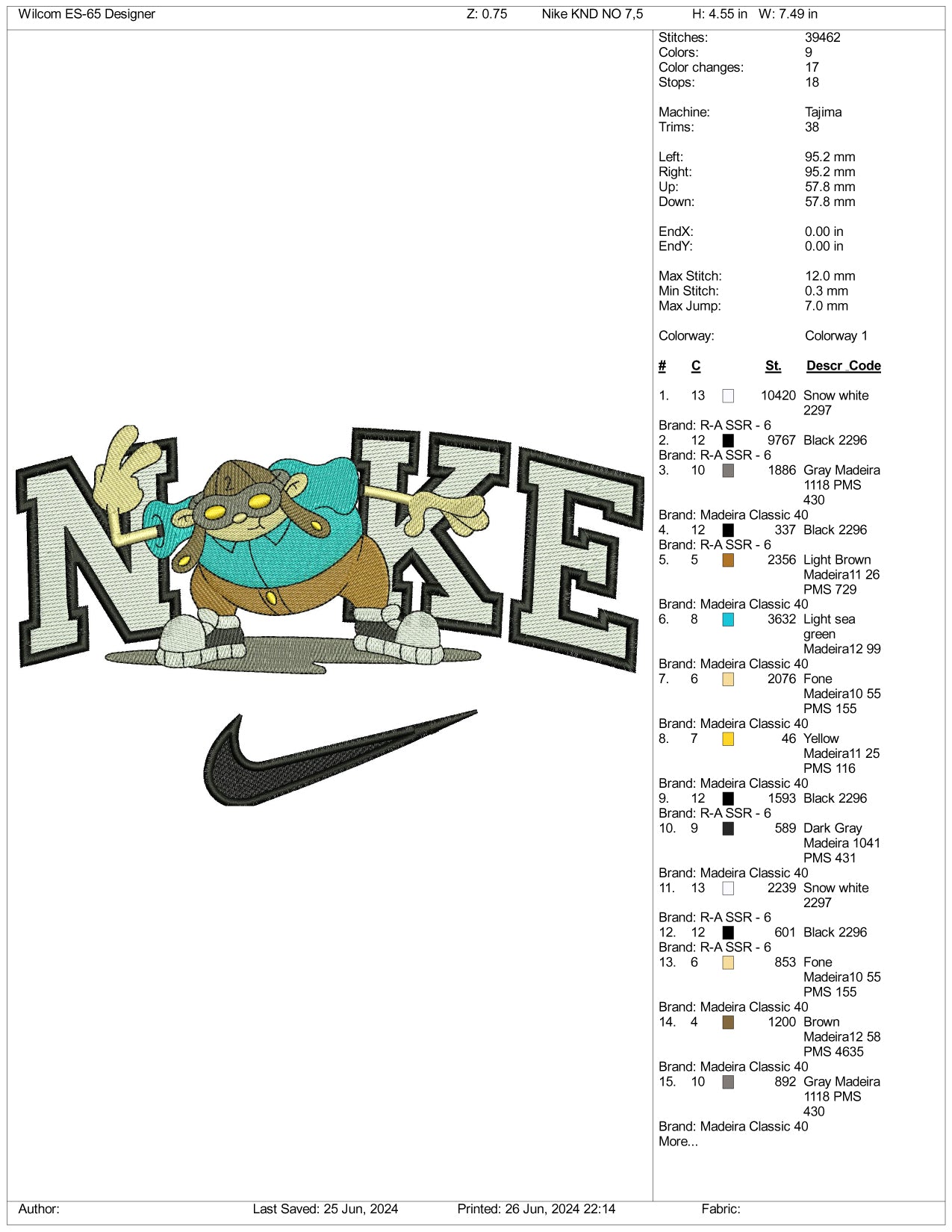 Nike Hoagie Gilligan  Embroidery Design Files - 3 Sizes