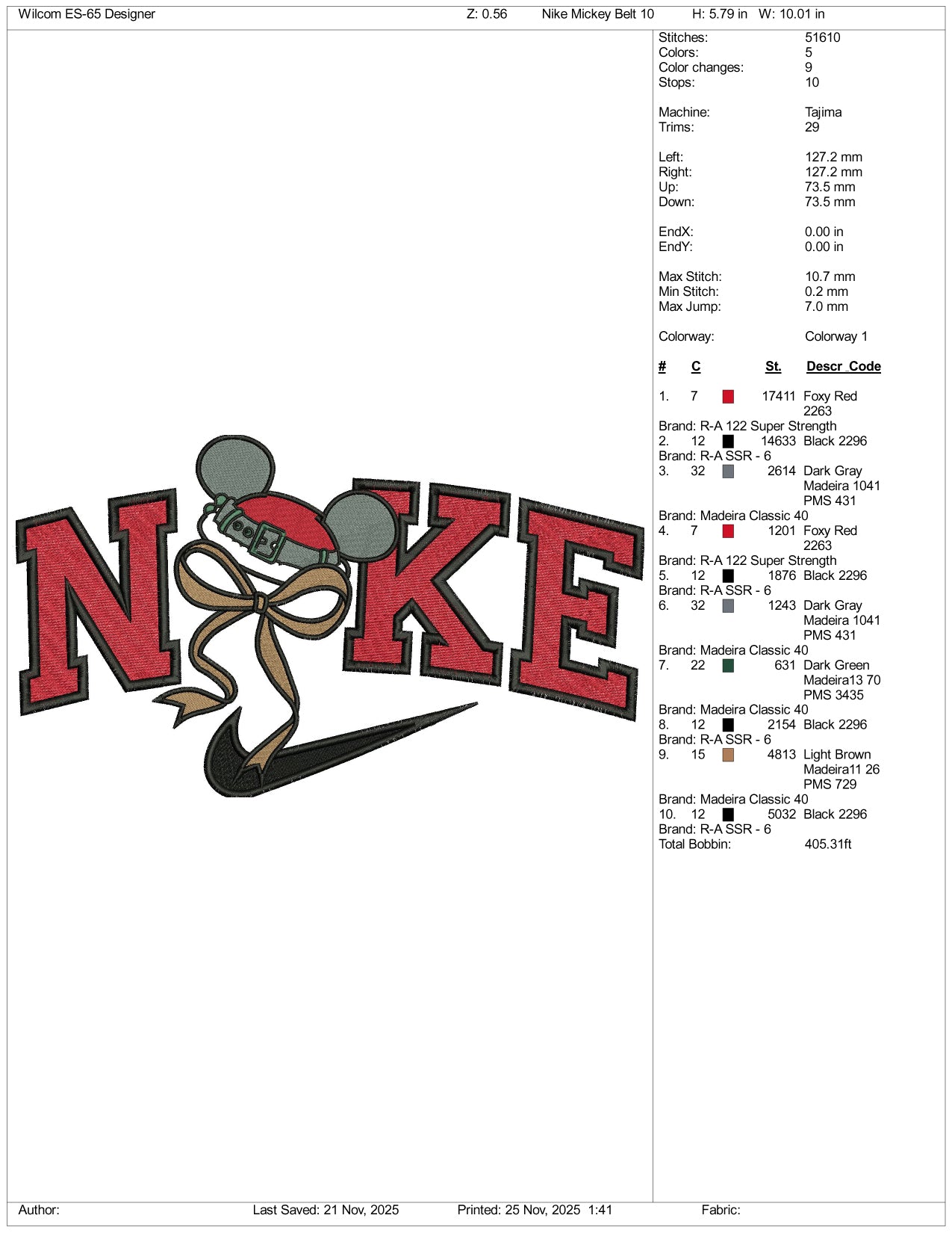 Nike Mickey Mouse Hat Embroidery Design Files - 3 Size's