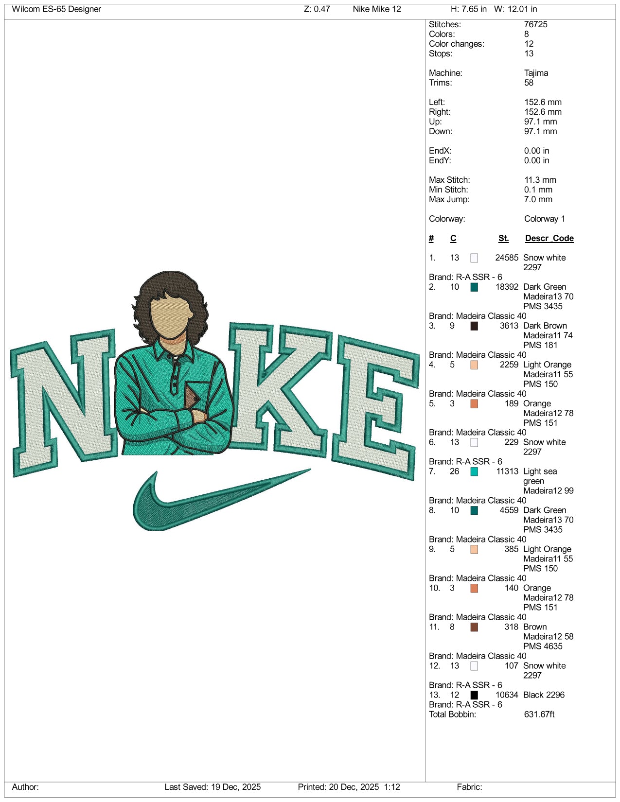 Nike Mike Stranger Things Embroidery Design Files - 4 Size's