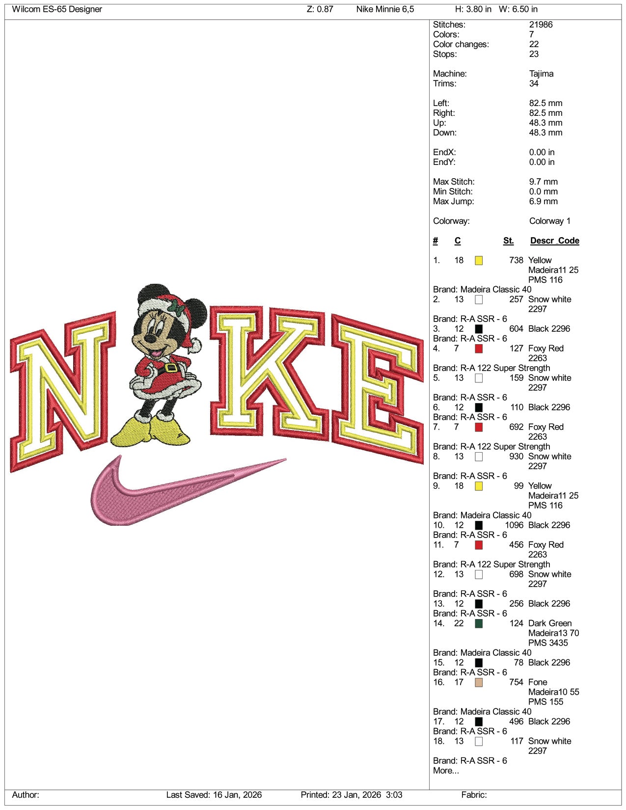 Nike Mickey Minnie v2 Embroidery Design Files - 3 Size's