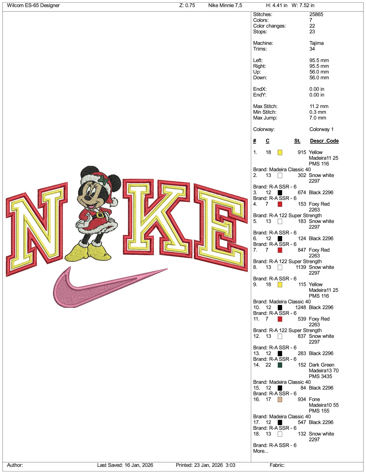 Nike Mickey Minnie v2 Embroidery Design Files - 3 Size's