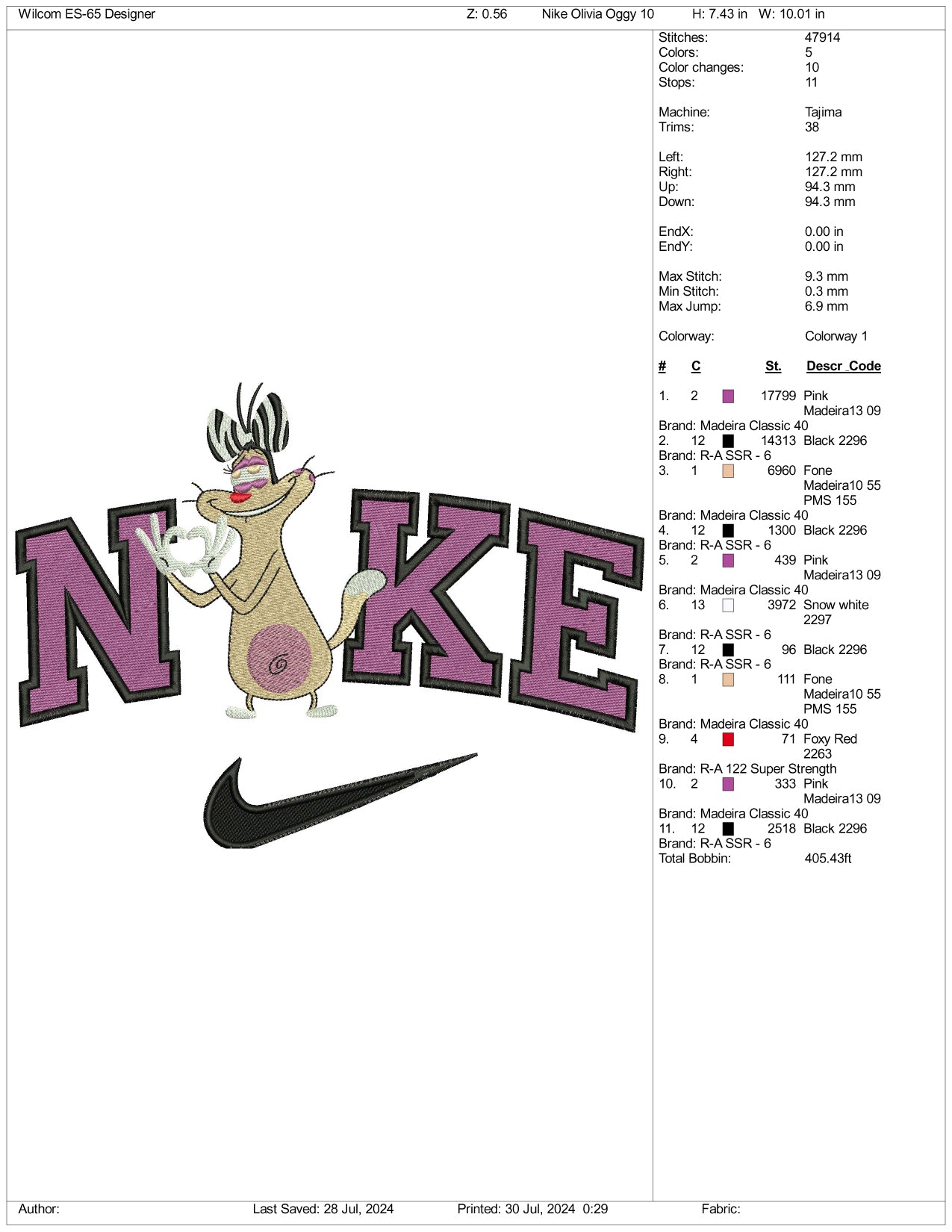 Nike Olivia Embroidery Design Files - 3 Size's