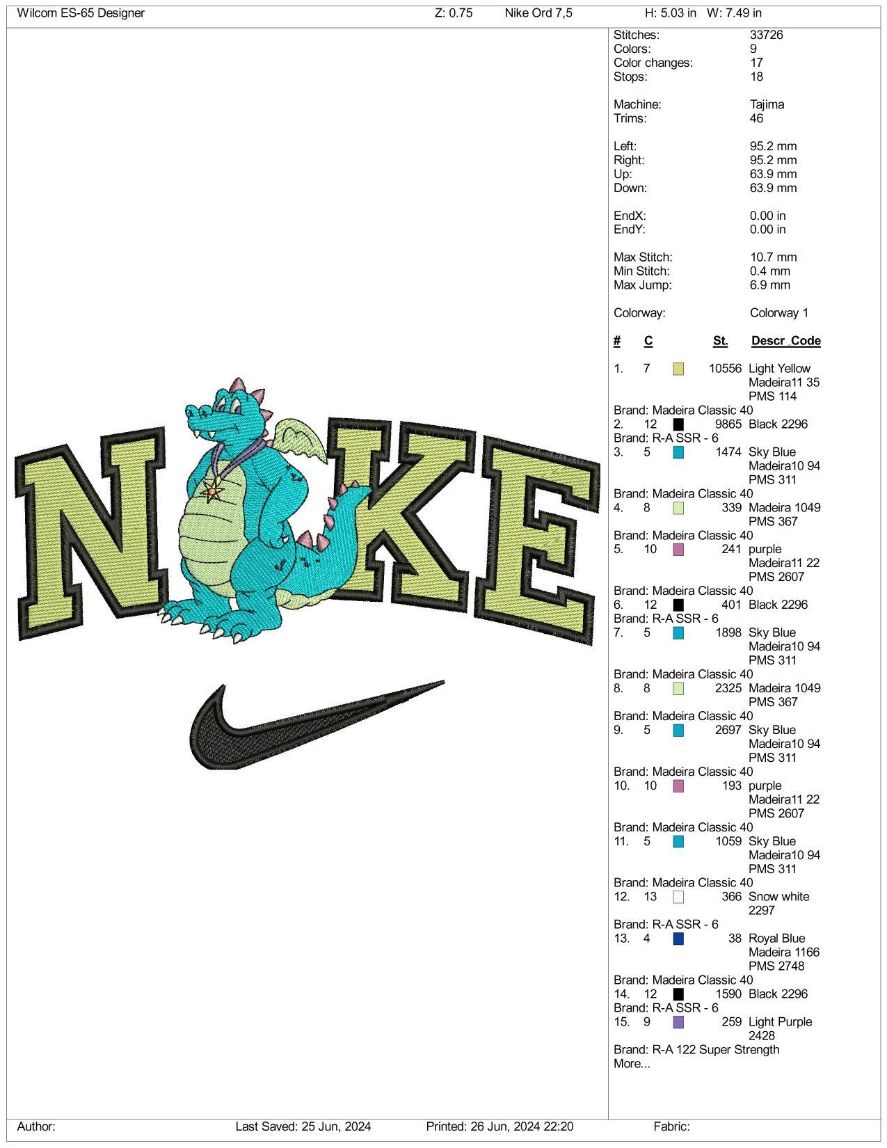 Nike Ord Embroidery Design Files - 3 Sizes