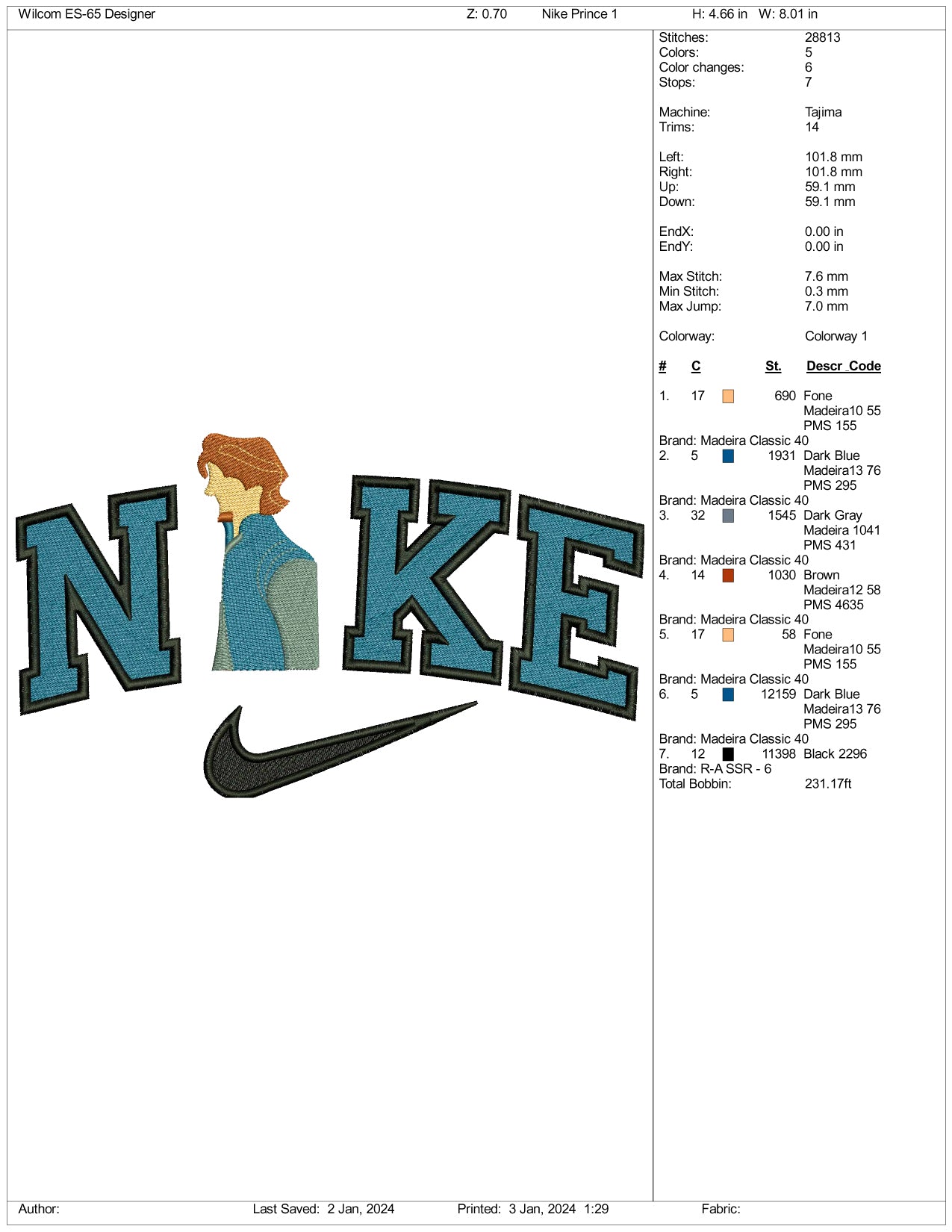 Nike Flynn Rider Embroidery Design Files - 3 Size's