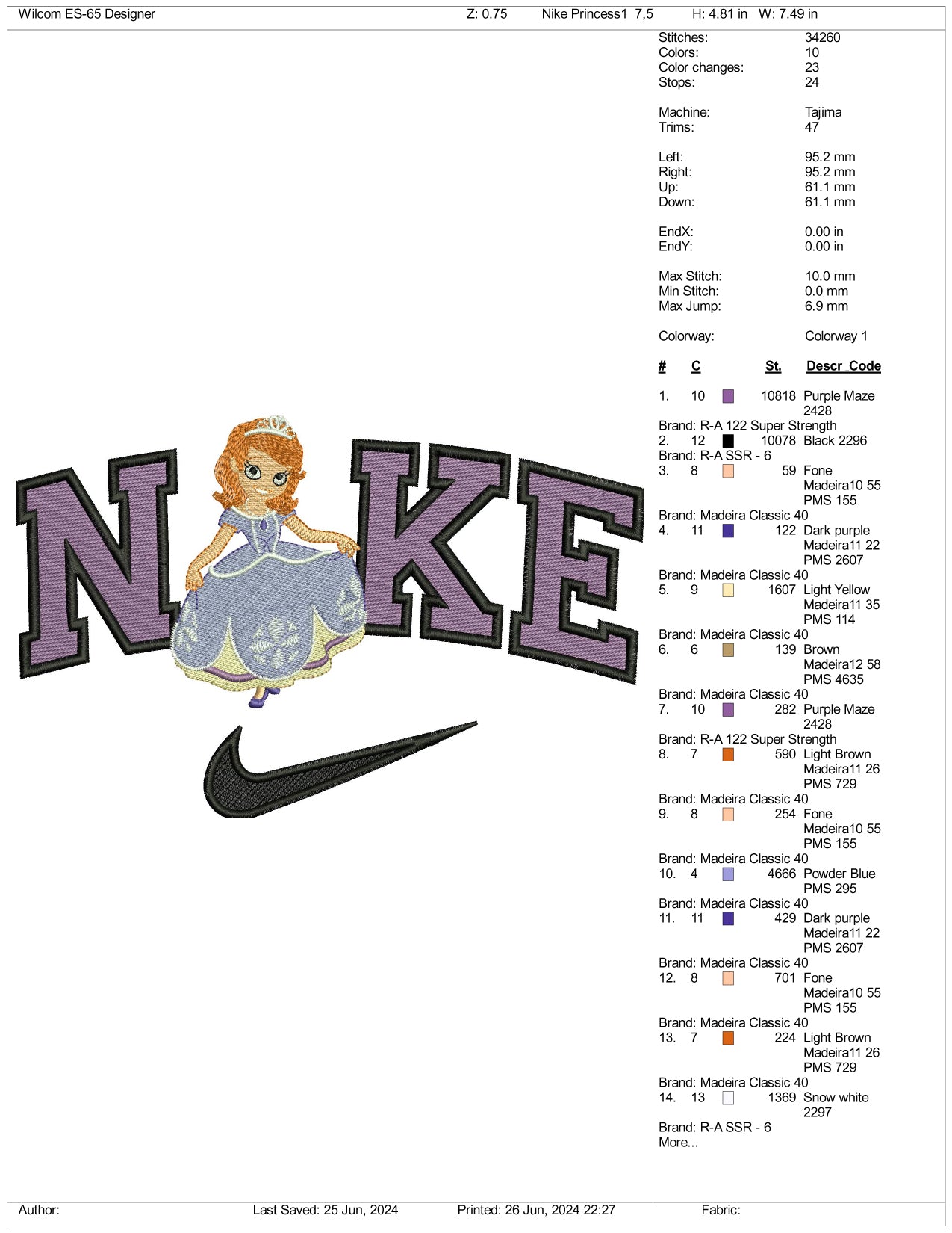 Nike Sofia Embroidery Design Files - 3 Sizes