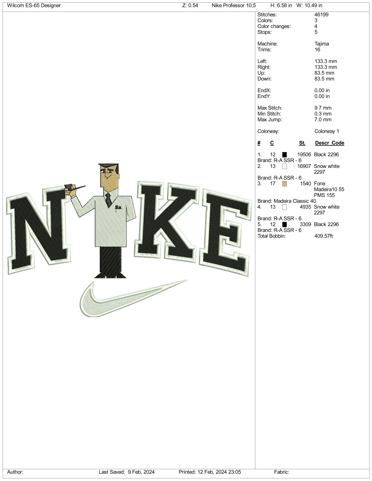 Nike Professor Utonium Embroidery Design Files - 3 Size's