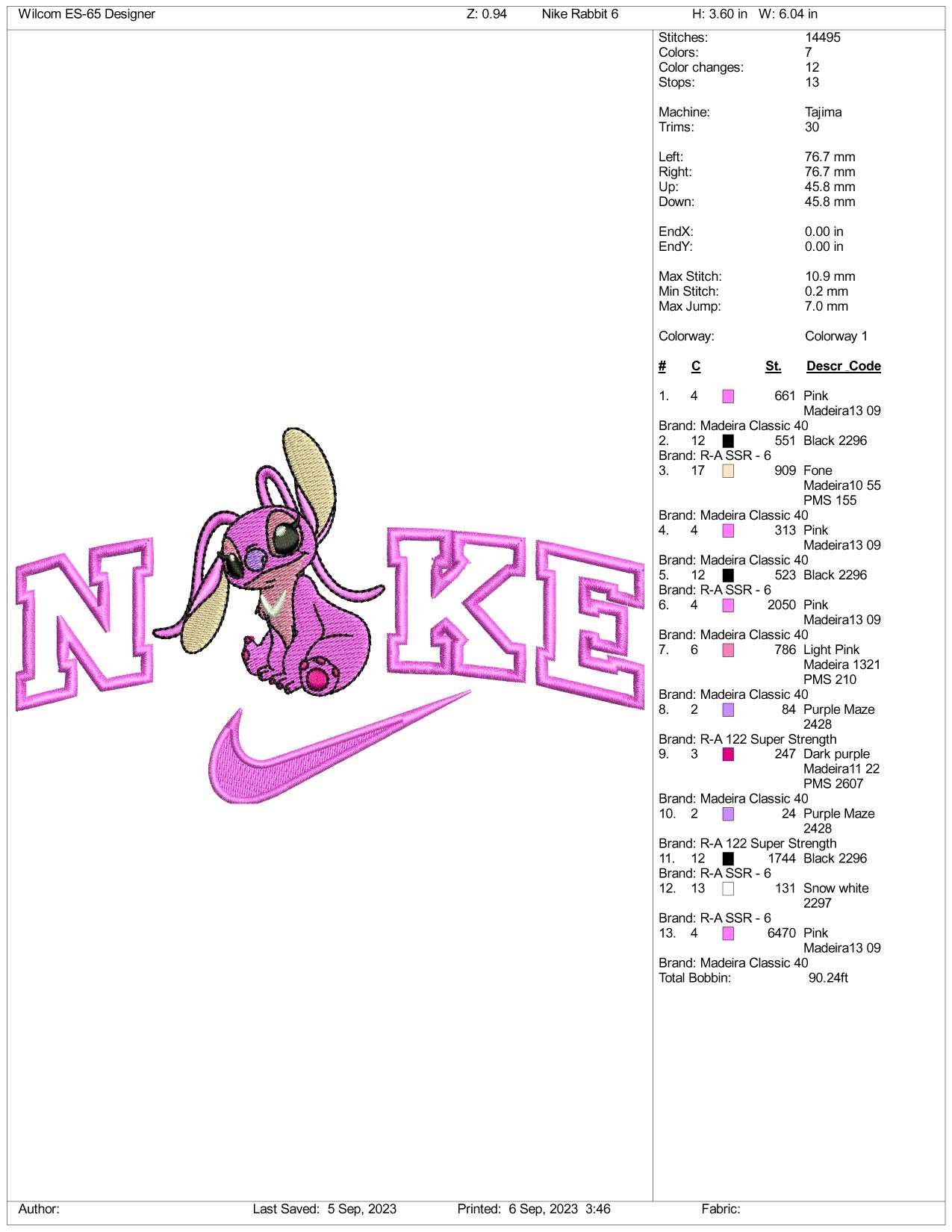 Nike Angel Embroidery Design Files - 3 Size's