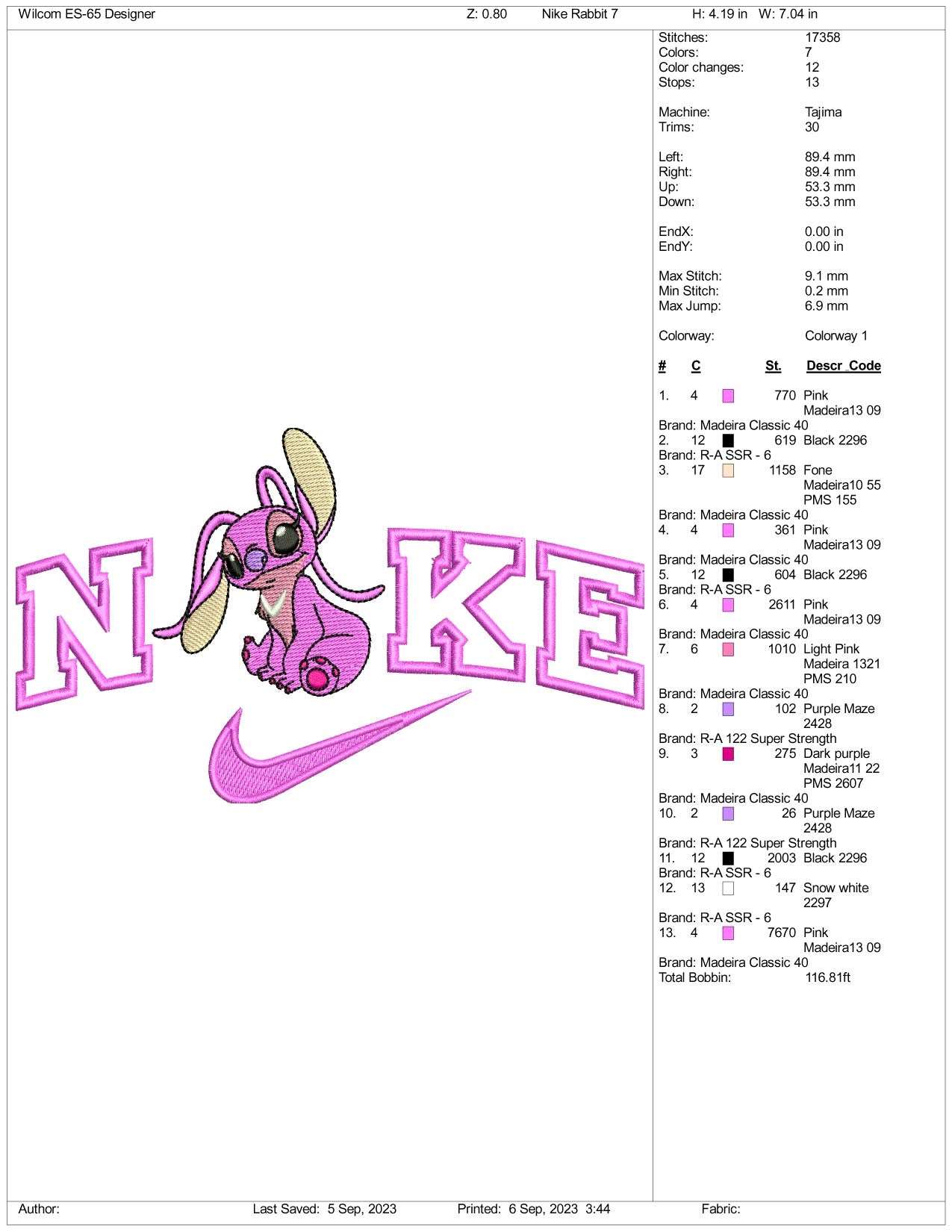 Nike Angel Embroidery Design Files - 3 Size's