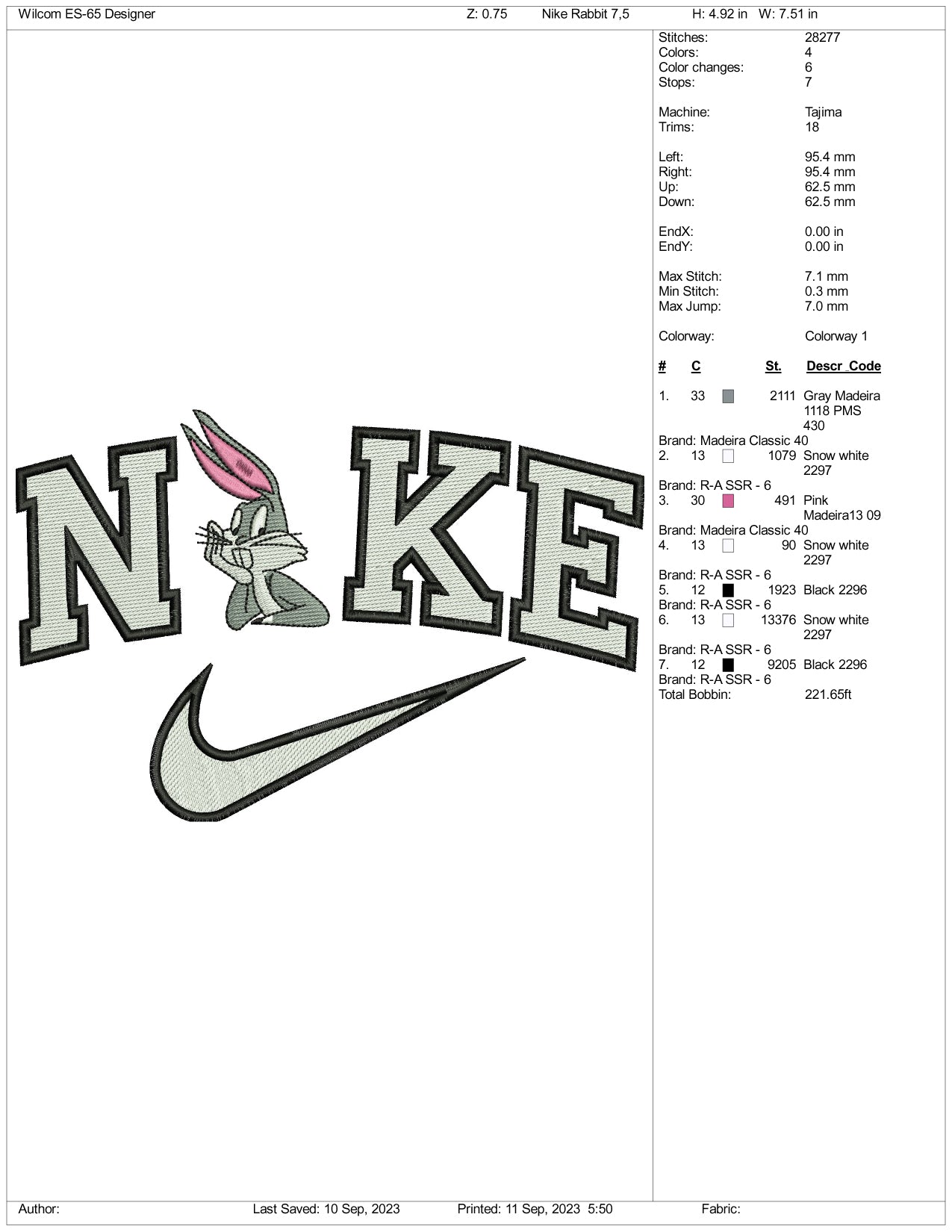 Bunny Embroidery Design Files - 3 Size's