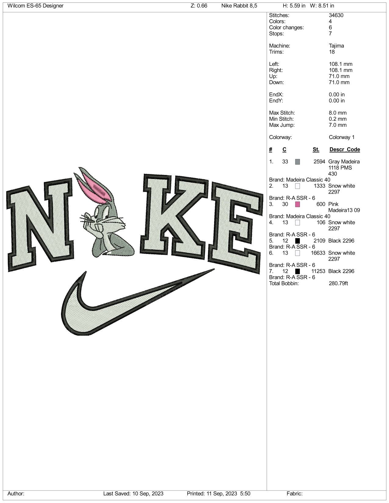 Bunny Embroidery Design Files - 3 Size's