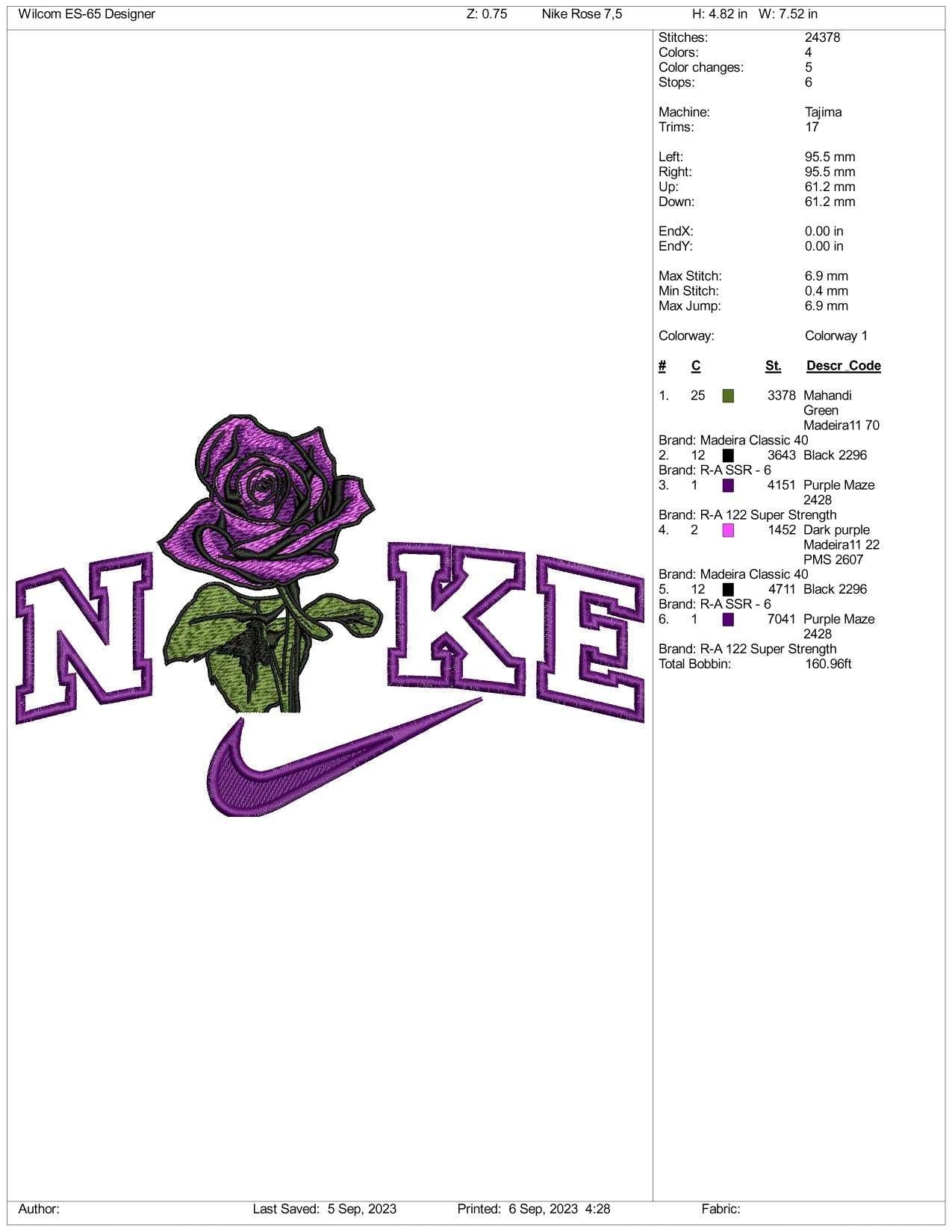 Nike Flower v2 Embroidery Design Files - 3 Size's
