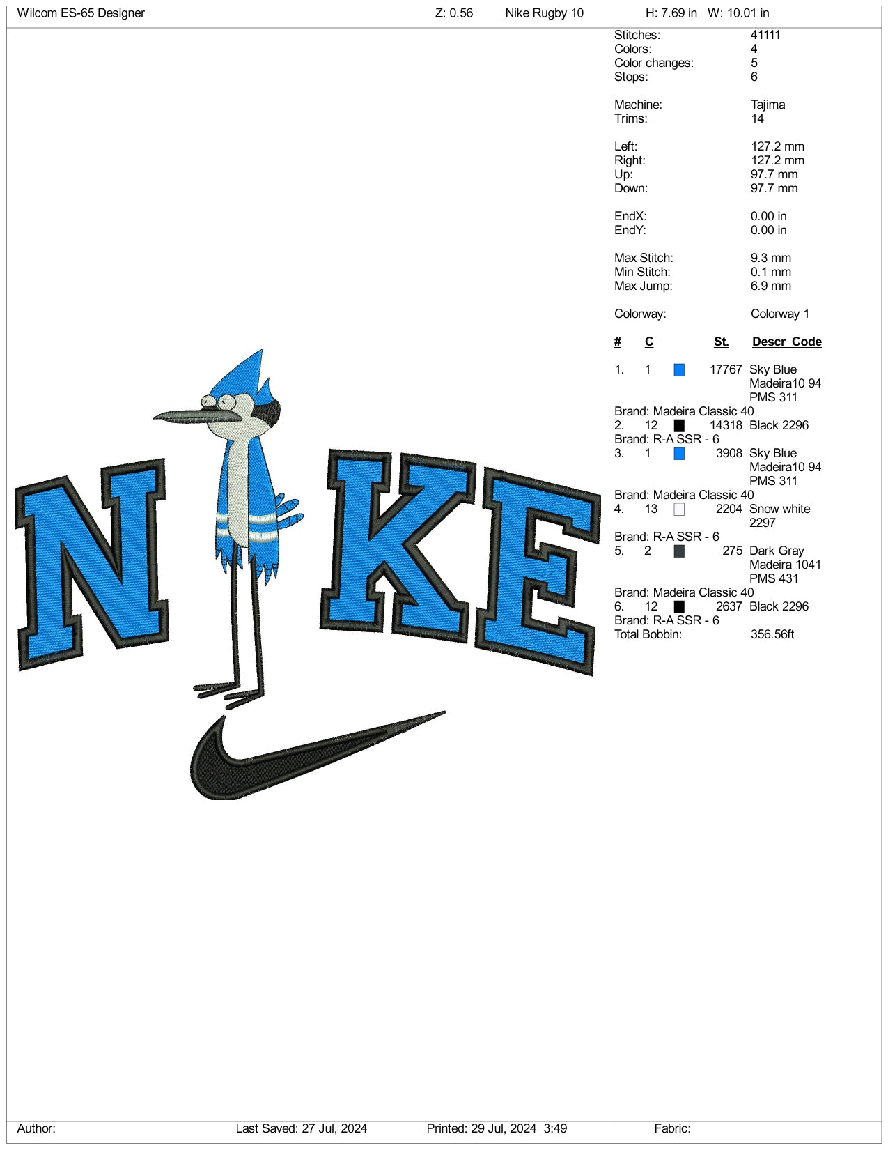 Nike Mordecai Embroidery Design Files - 3 Size's