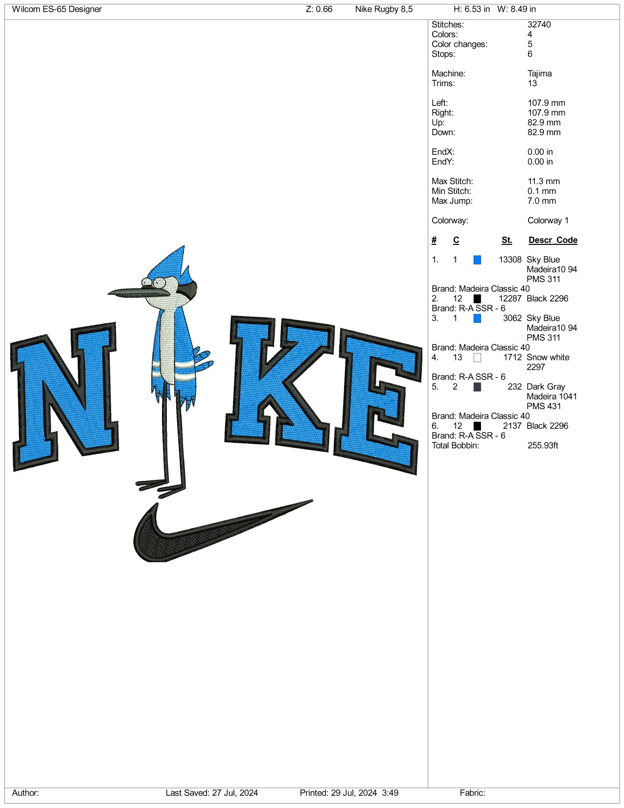 Nike Mordecai Embroidery Design Files - 3 Size's