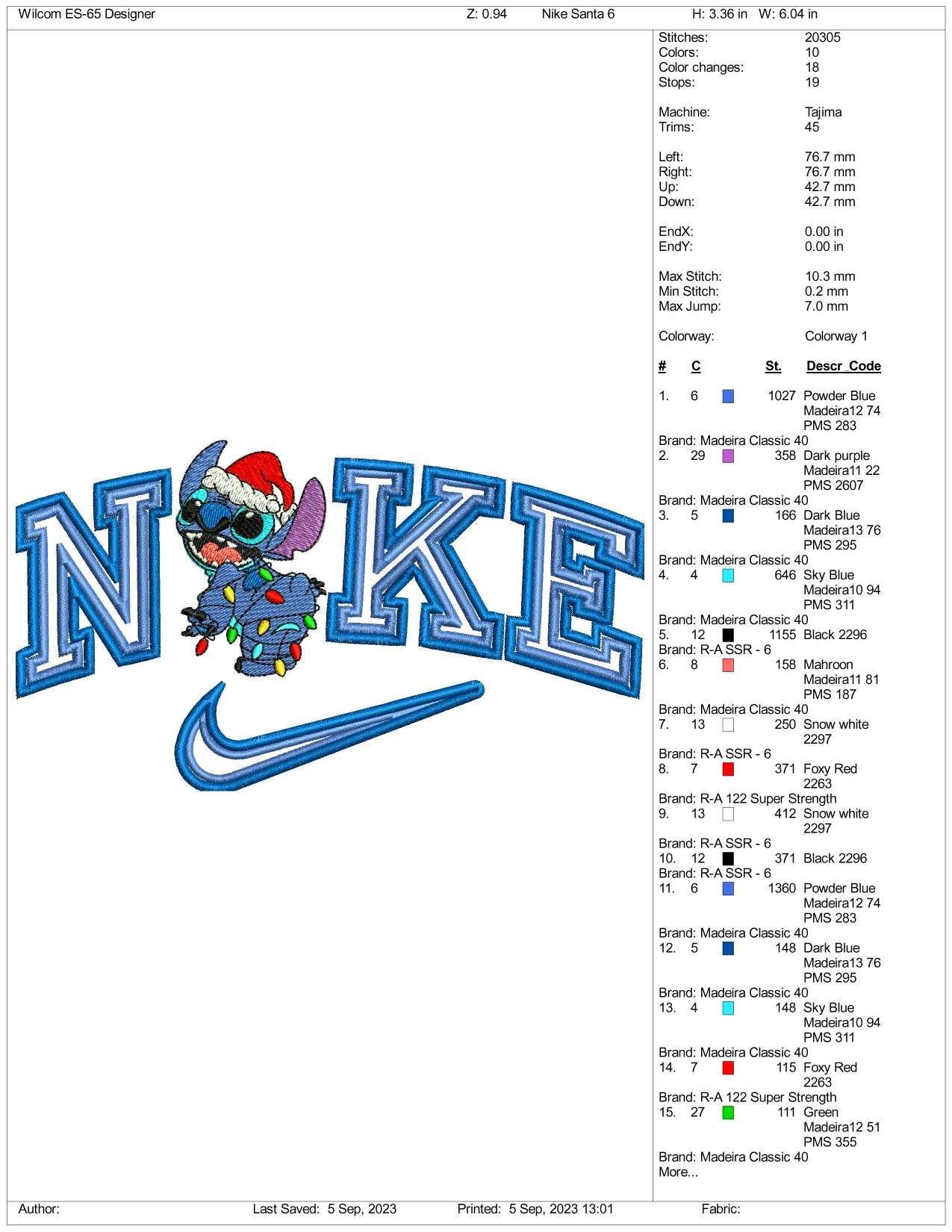 Nike Christmas Stitch Embroidery Design Files - 3 Size's