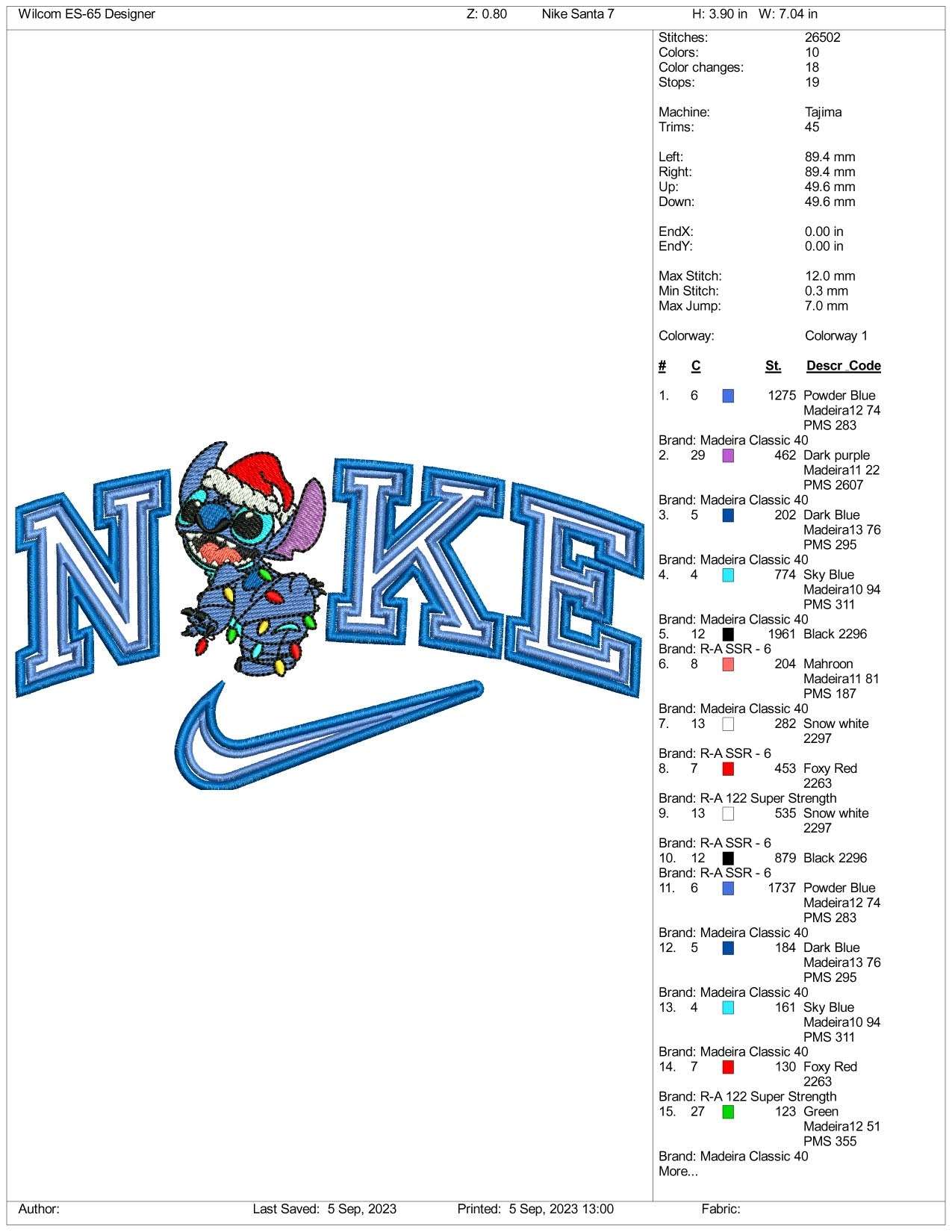 Nike Christmas Stitch Embroidery Design Files - 3 Size's