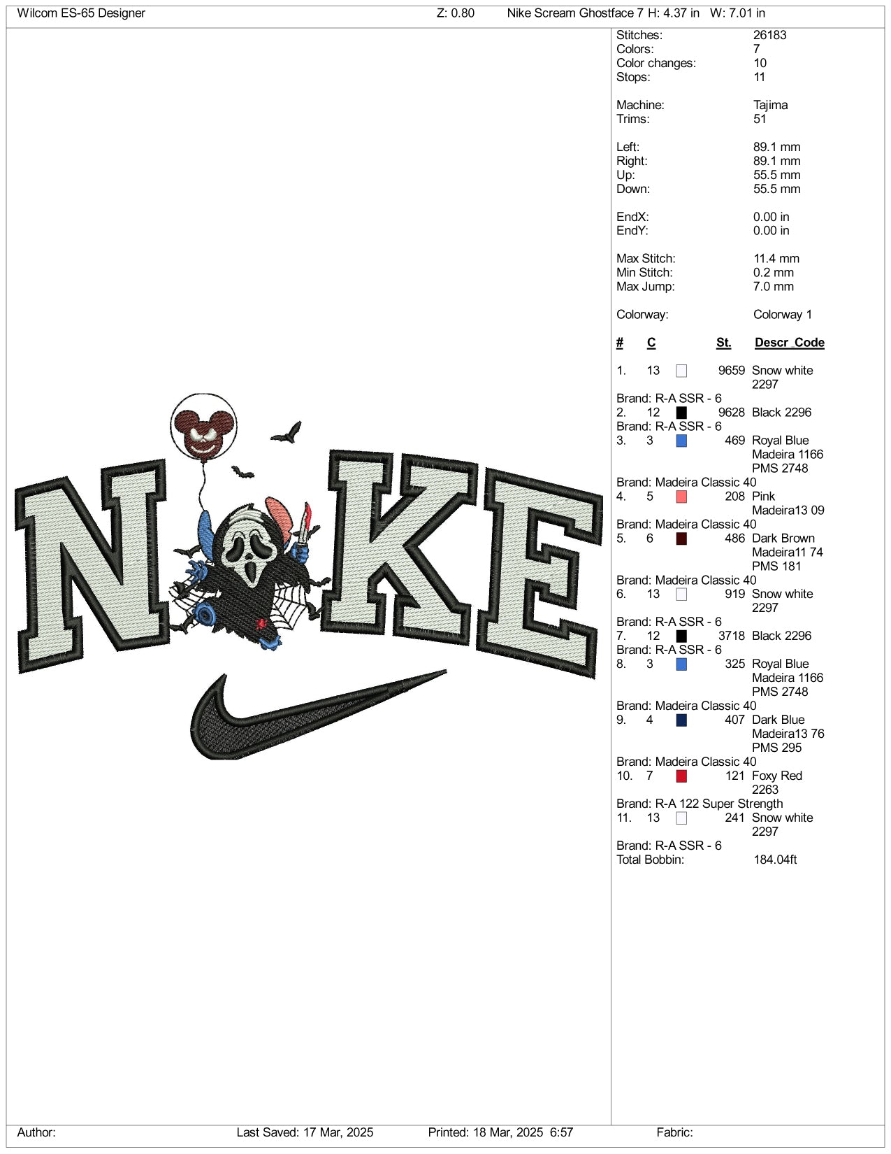 Nike Stitch Ghost Embroidery Files - 3 Size's