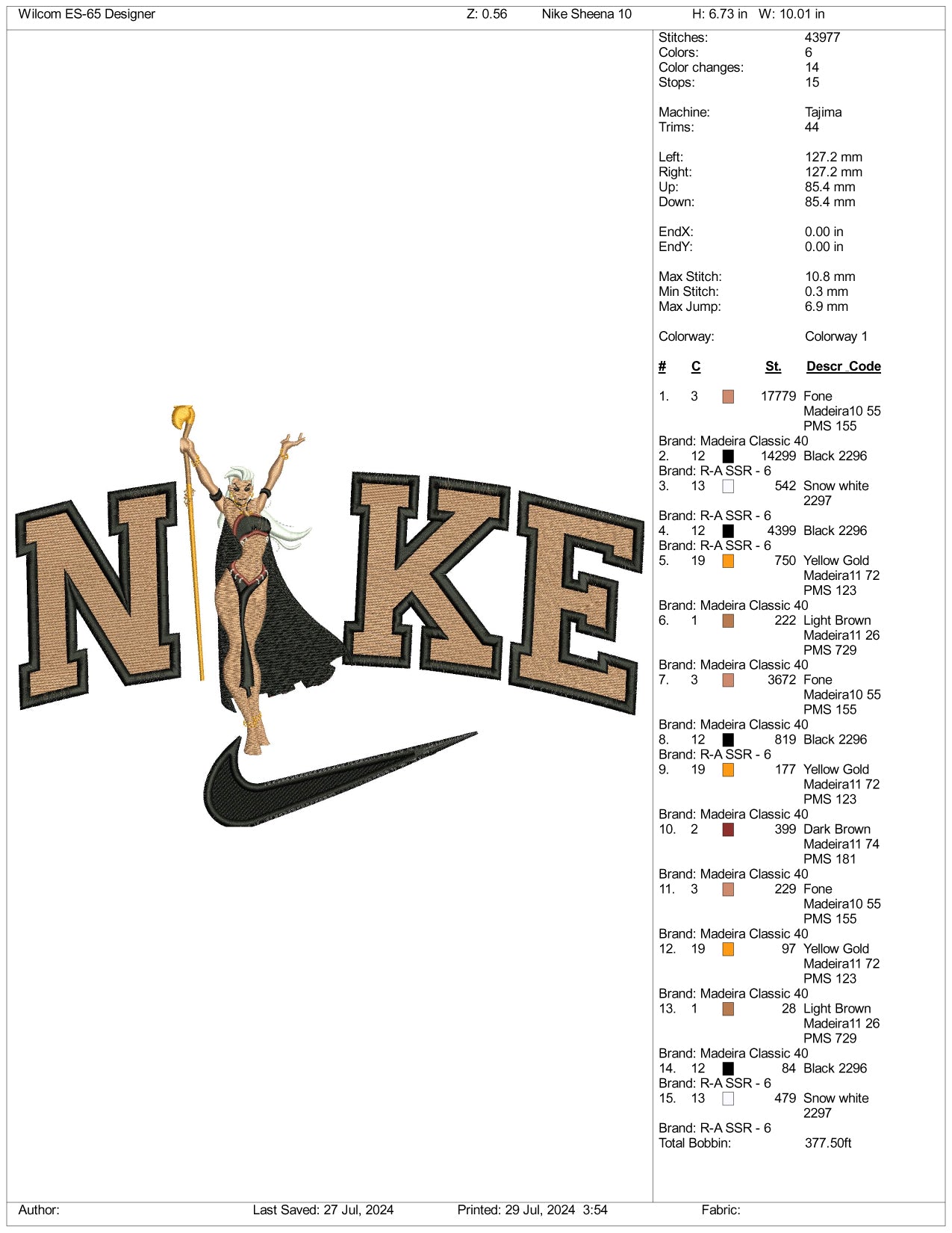 Nike Queen La Embroidery Design Files - 3 Size's