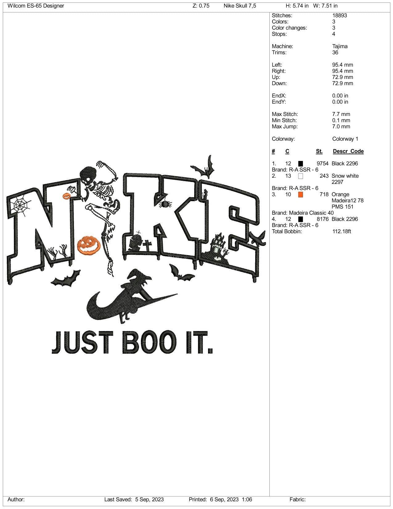 Nike Horror Embroidery Design Files - 3 Size's