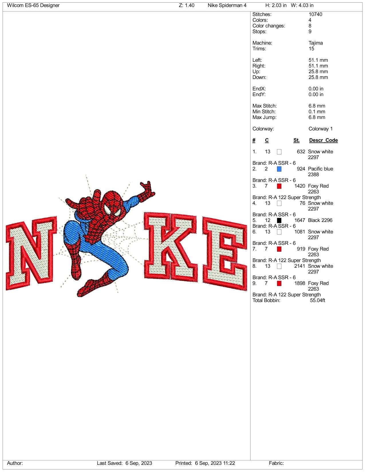 Nike Spiderman v3 Embroidery Design Files - 3 Size's