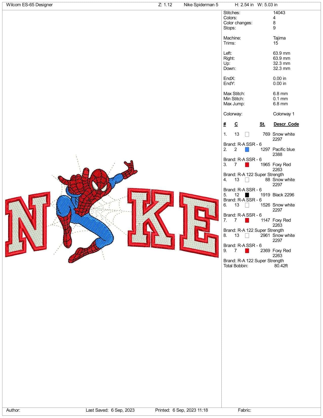 Nike Spiderman v3 Embroidery Design Files - 3 Size's