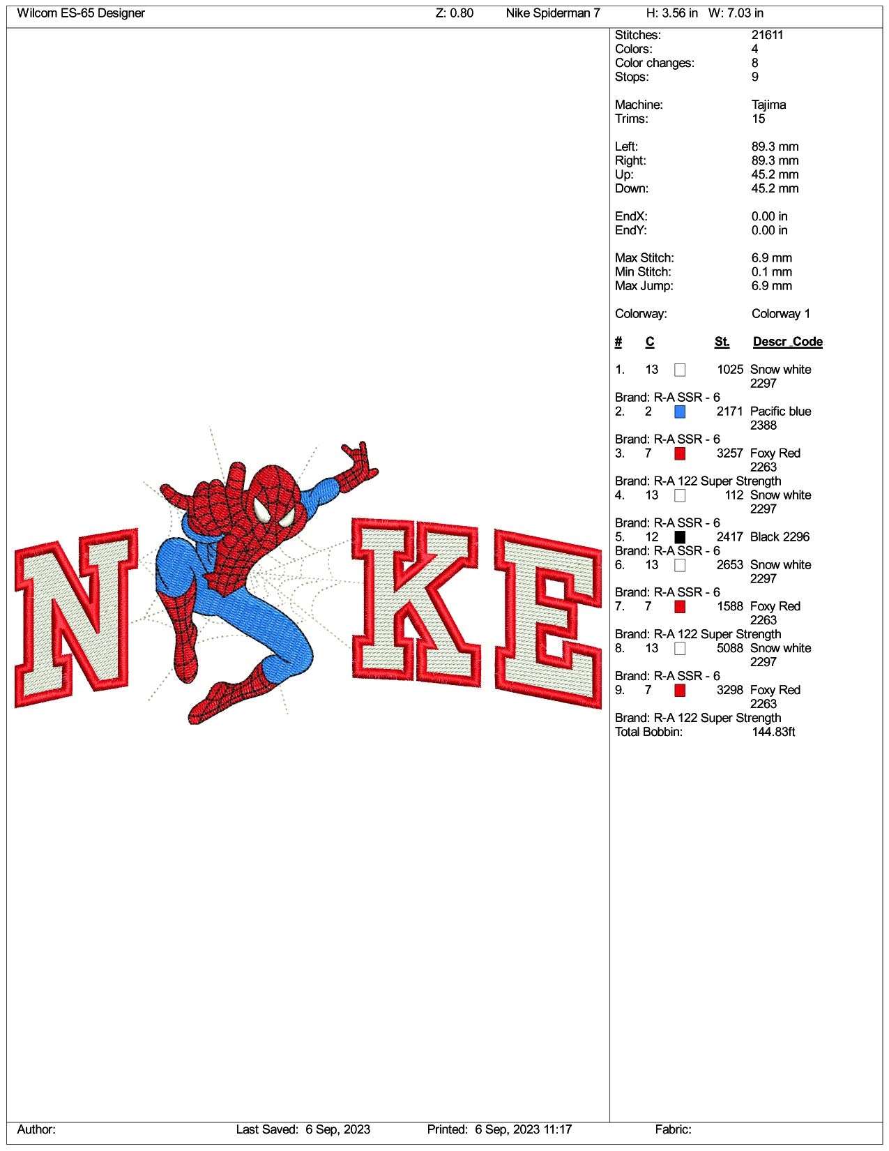 Nike Spiderman v3 Embroidery Design Files - 3 Size's