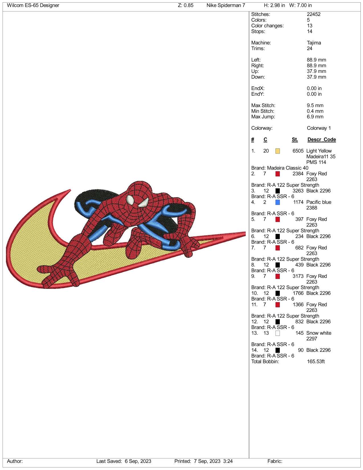 Nike Spiderman v3 Embroidery Design Files - 3 Size's