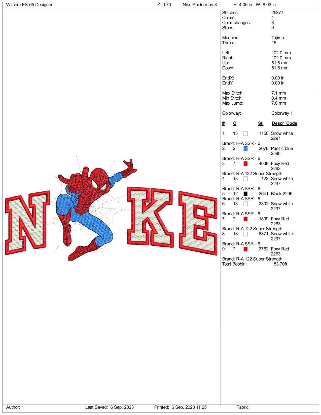 Nike Spiderman v3 Embroidery Design Files - 3 Size's