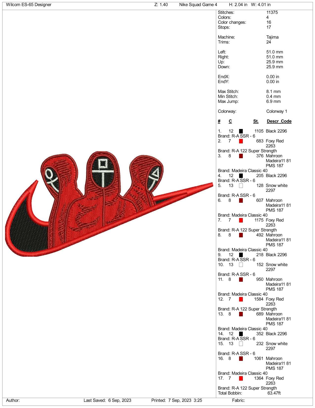 Nike Squid Game Embroidery Design Files - 4 Size's