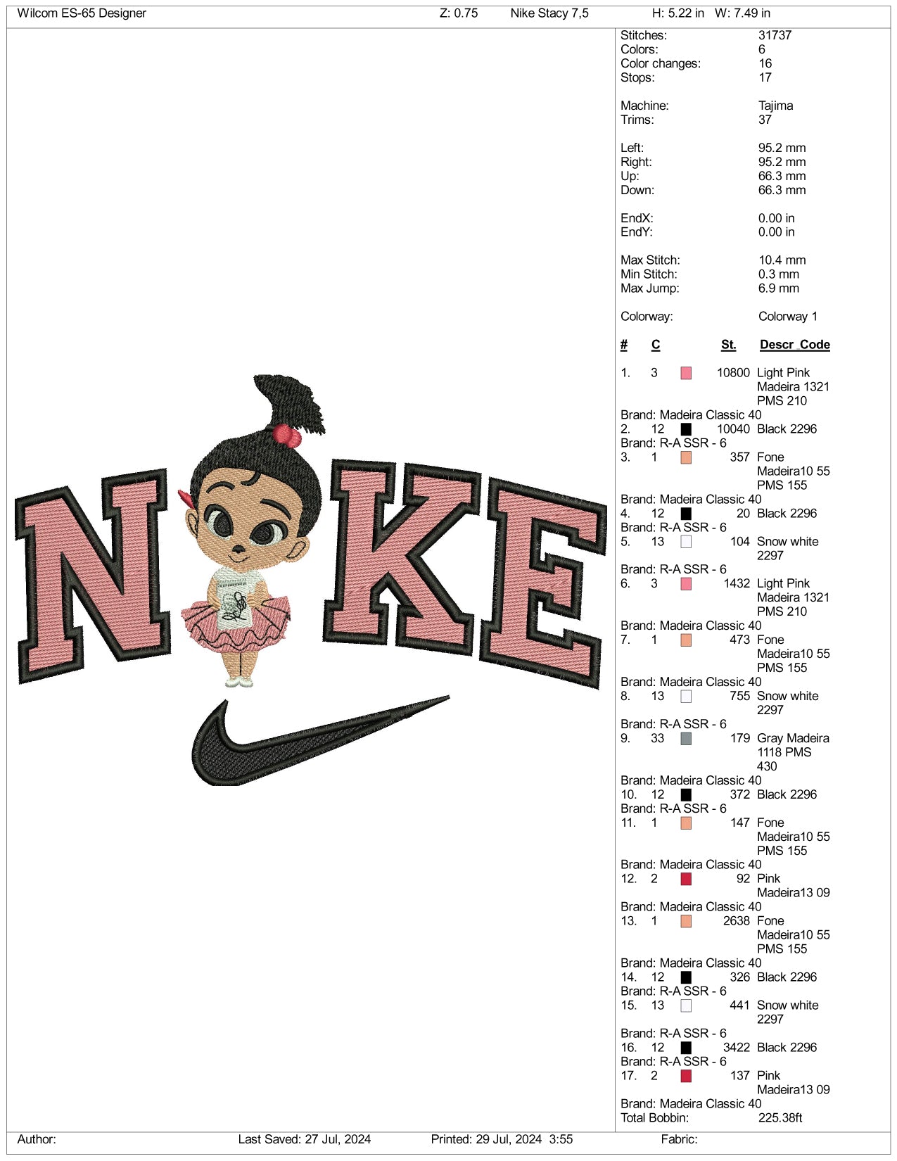 Nike Staci Embroidery Design Files - 3 Size's