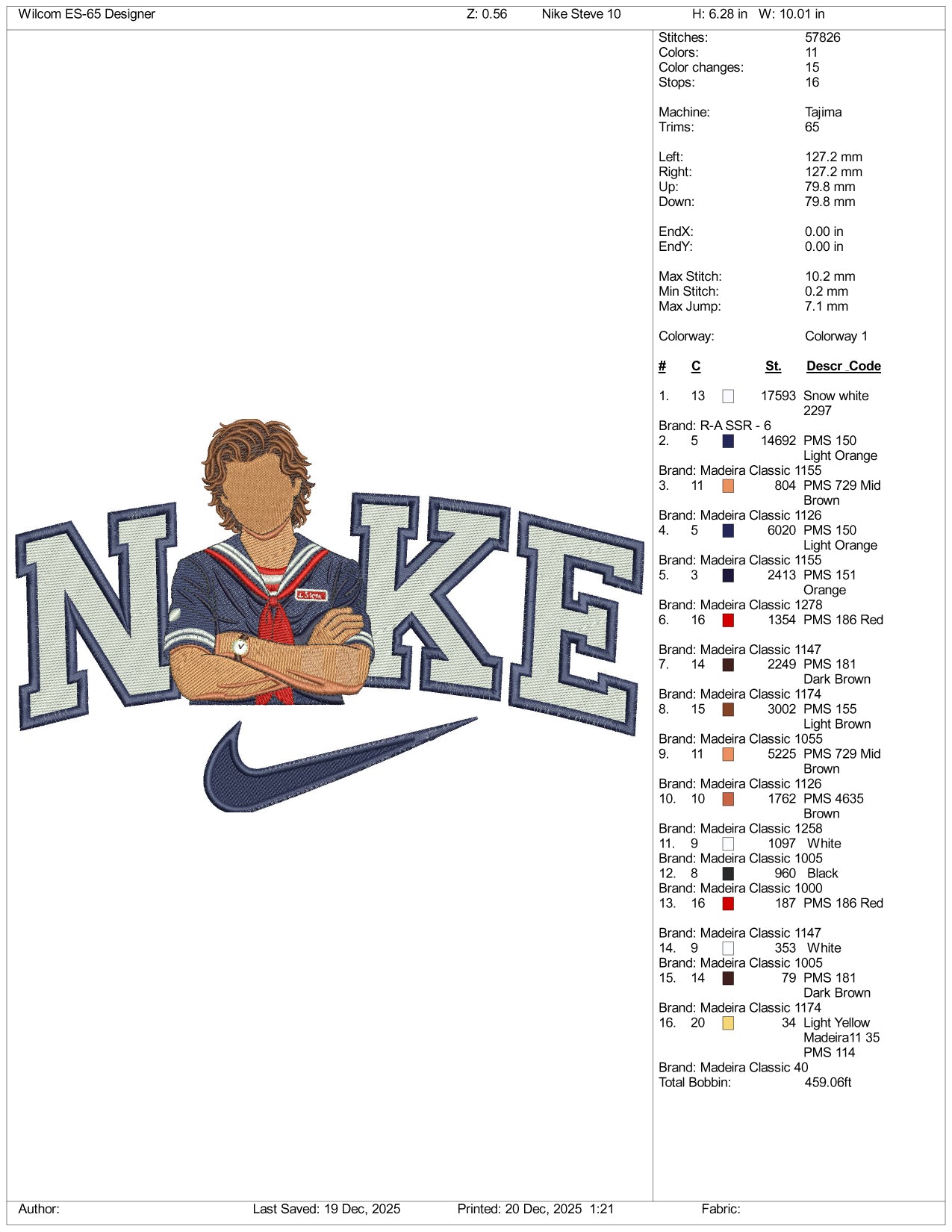 Nike Steve Stranger Things Embroidery Design Files - 4 Size's