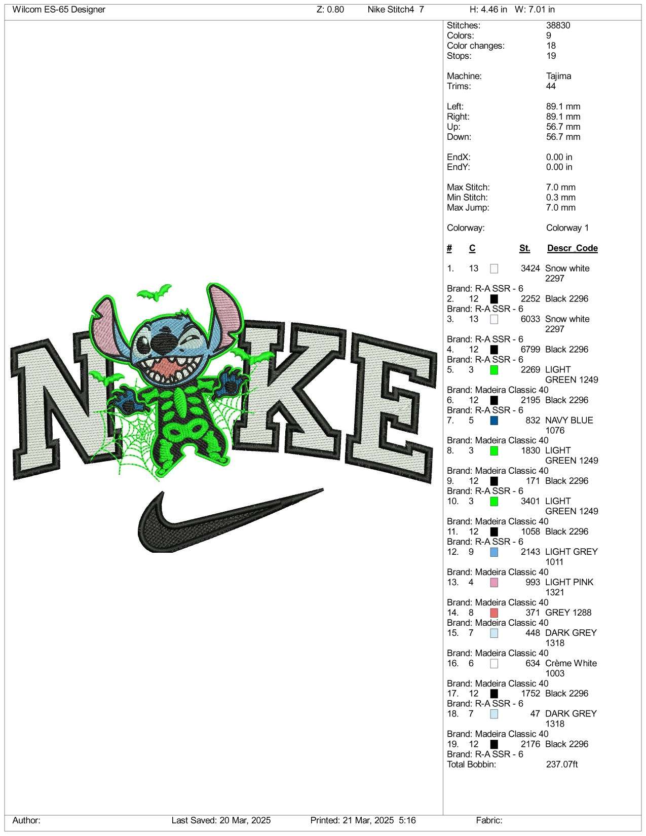 Nike Stitch Electric Shocked Embroidery Files - 3 Size's