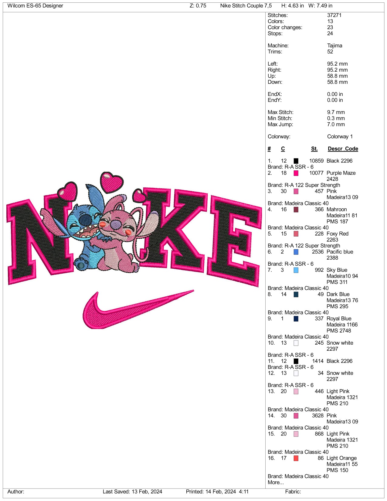 Nike Stitch & Angel Embroidery Design Files - 3 Size's