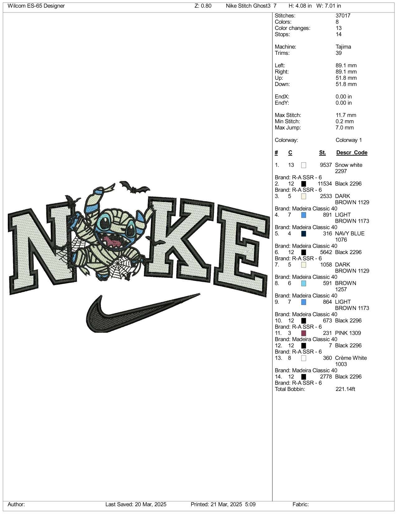 Nike Stitch Ghost v6 Embroidery Files - 3 Size's