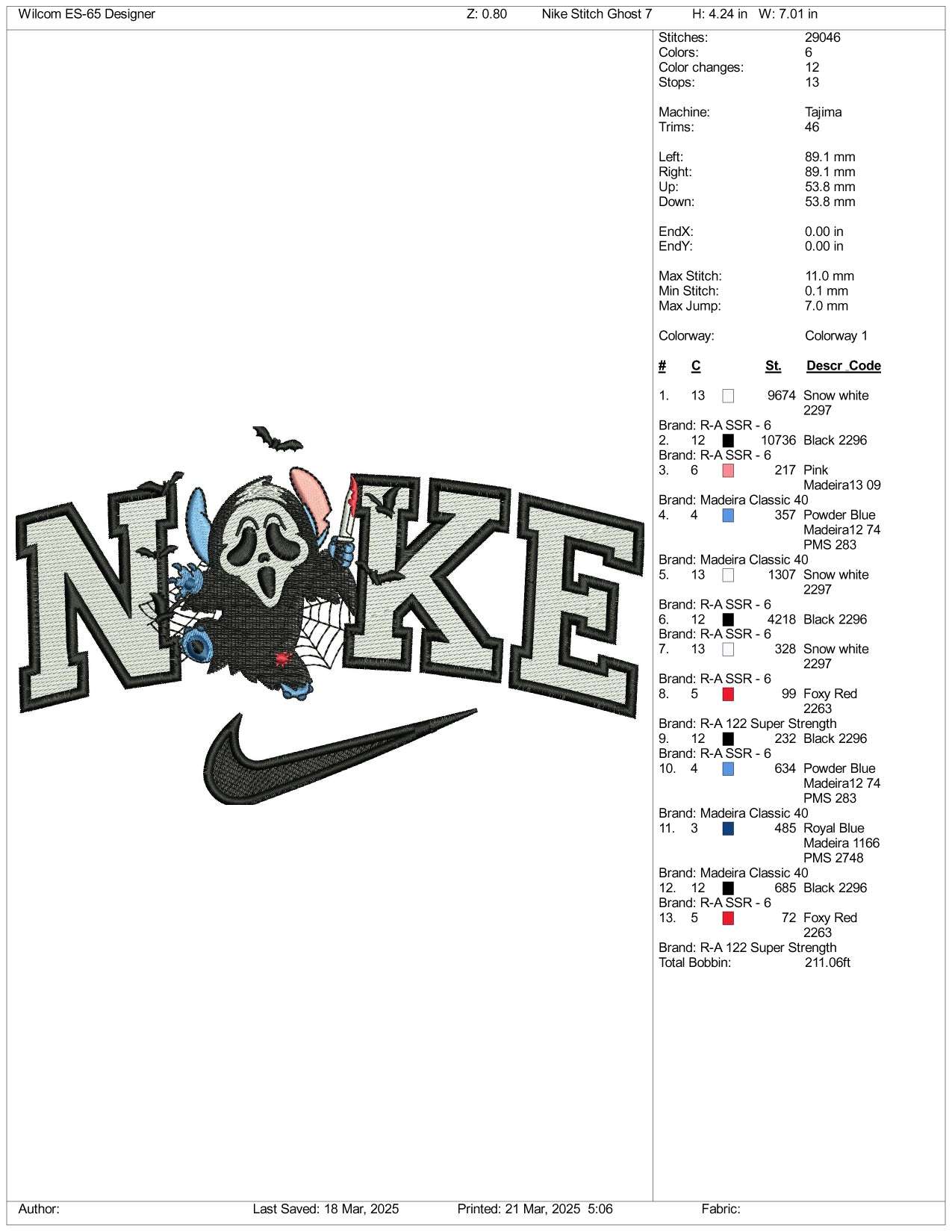 Nike Stitch Ghost v4 Embroidery Files - 3 Size's