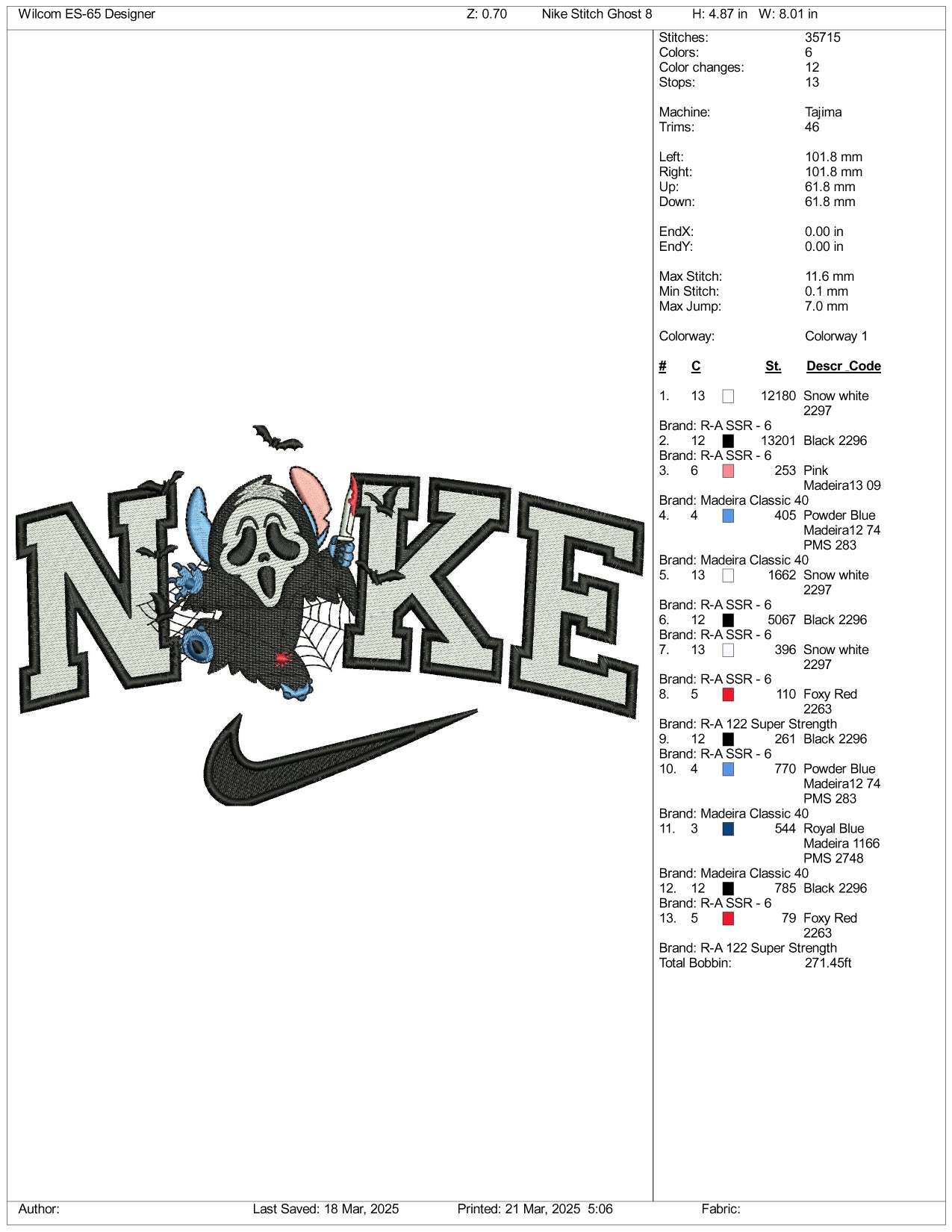 Nike Stitch Ghost v4 Embroidery Files - 3 Size's