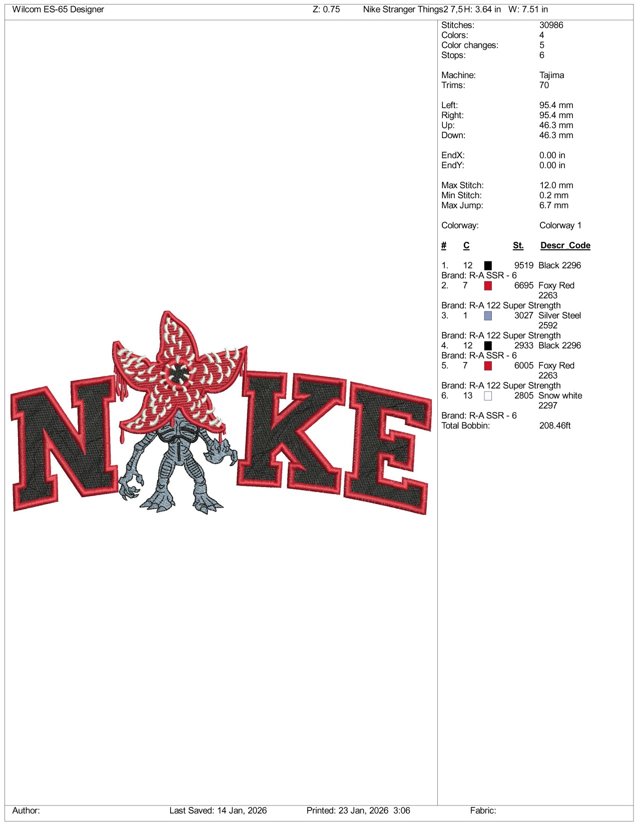 Nike Demogorgon Embroidery Design Files - 4 Size's
