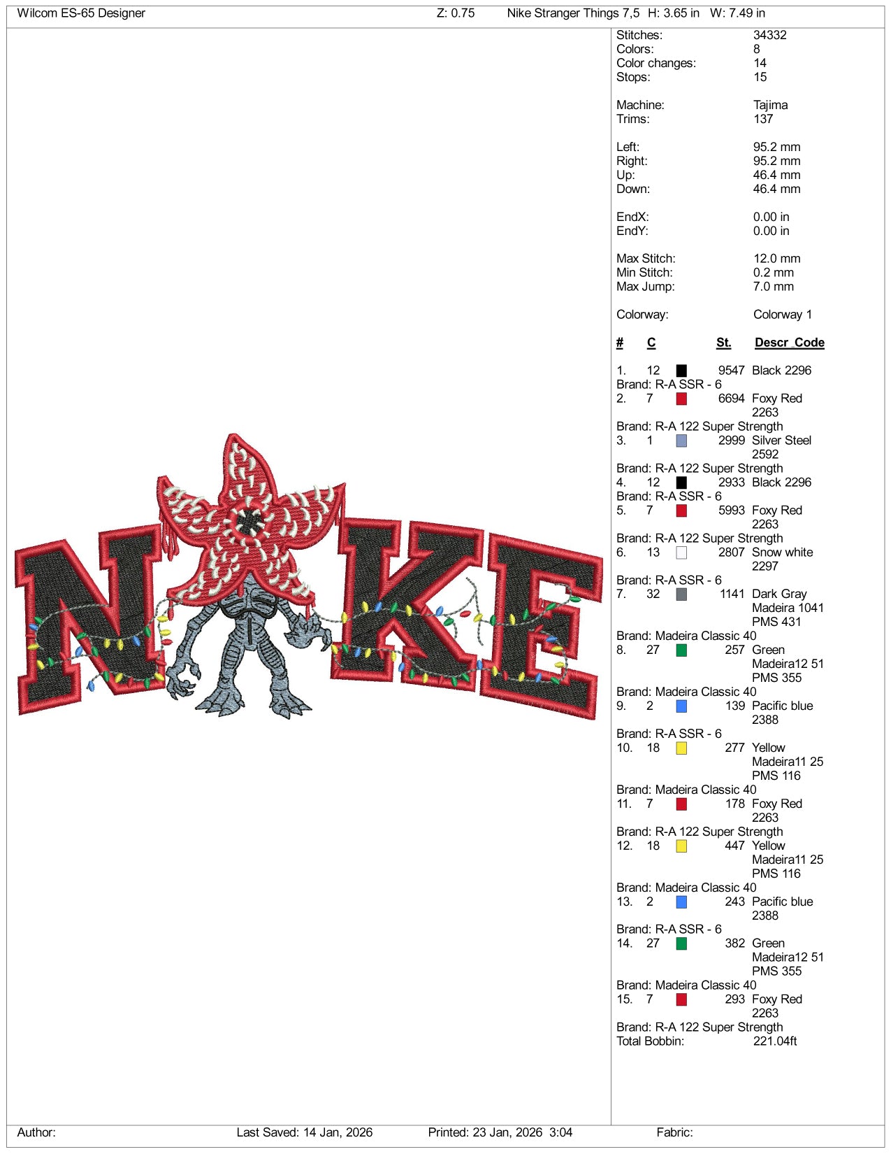 Nike Demogorgon Christmas Embroidery Design Files - 3 Size's